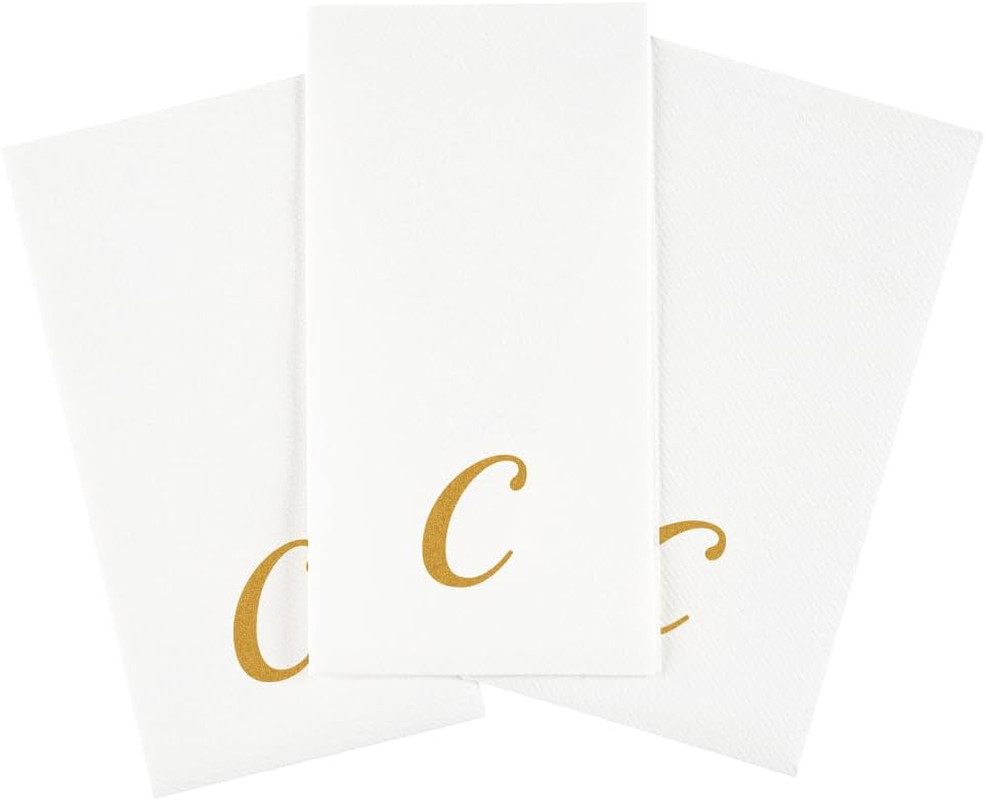 Luxenap 15.8 X 7.9 Inch Linen-Feel Guest Towels, 50 Lettered Hand Towels – Gold