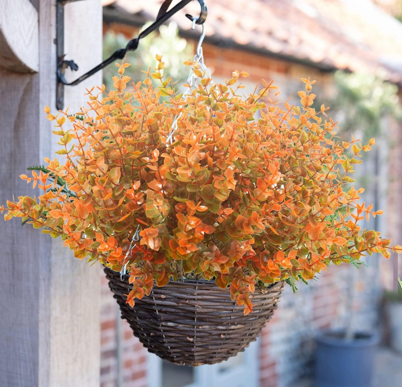 Grunyia 10 Bundle Artificial Fall Boxwood No Fade Faux Autumn Plants Brown