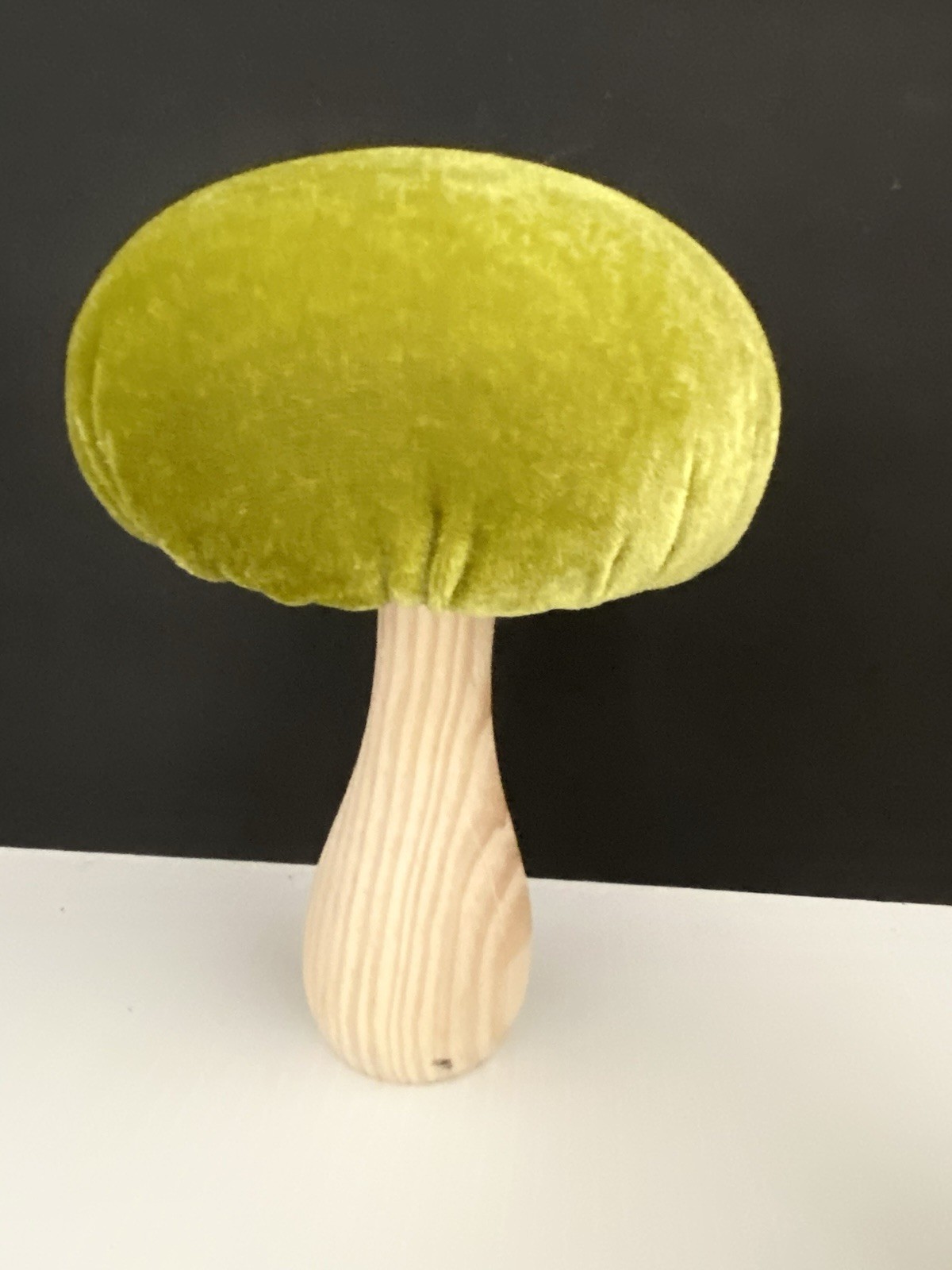 (2) Flora Bunda Green Velvet Mushroom Retro Mushrooms Shelf Sitter Spring Decor