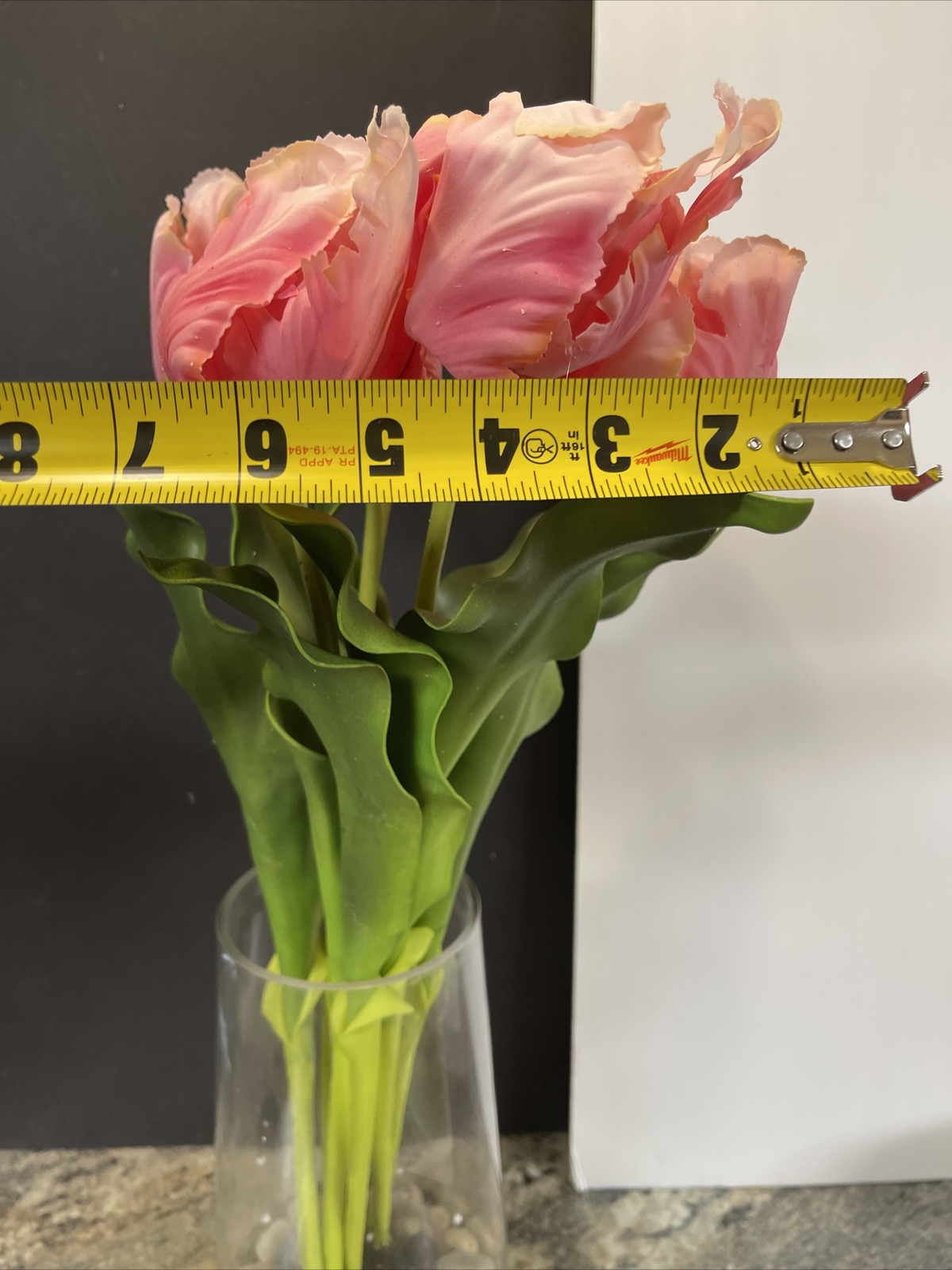 23” Real Touch Parrot Tulips Bouquet Water Vase Pink Flower Valerie Parr Hill