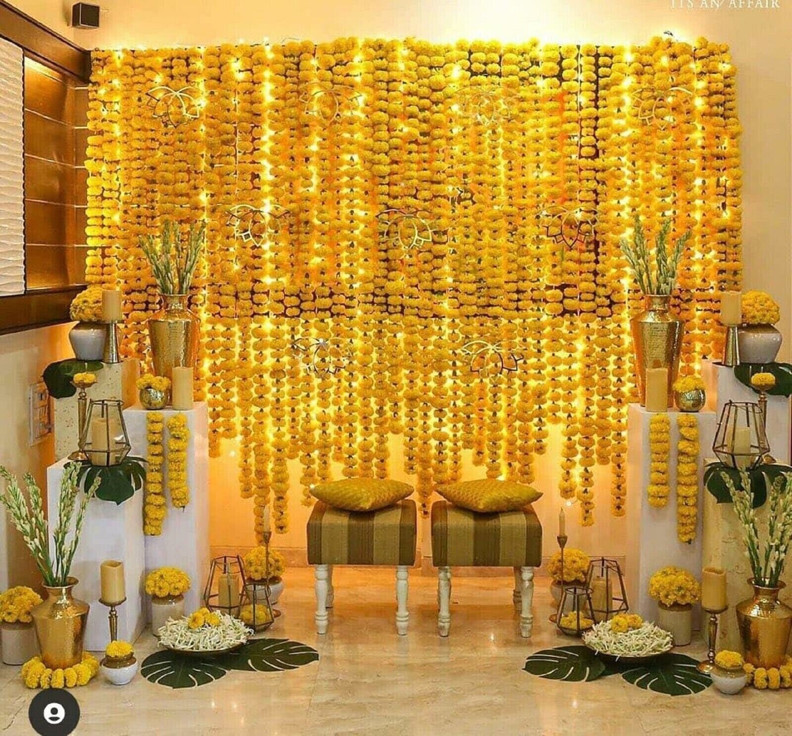 Wholesale Indian Yellow Marigold Flower Mehndi Decoration Artificial Garlands