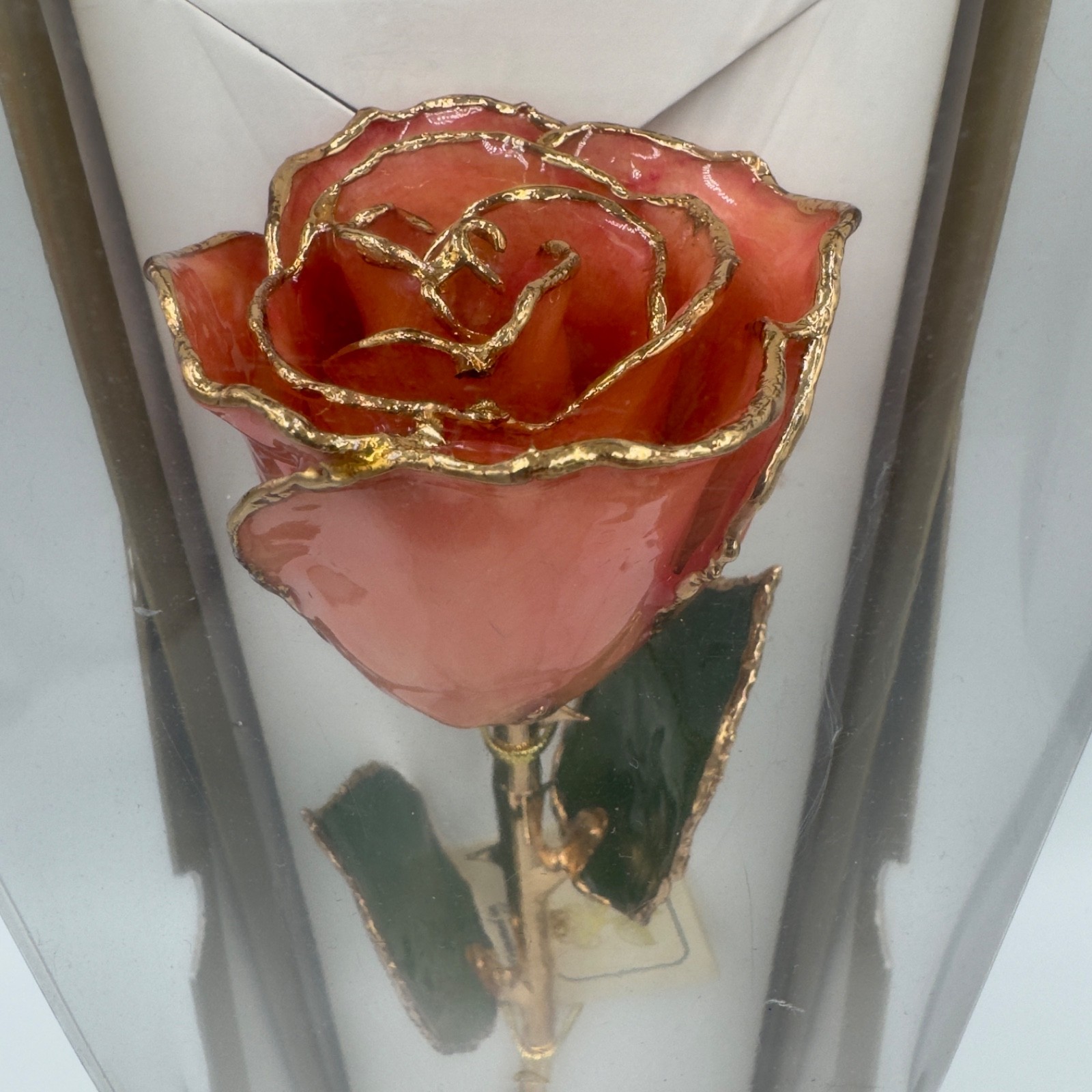 24K gold Dipped REAL Rose “Sunset” pink & orange The Original Since 1981