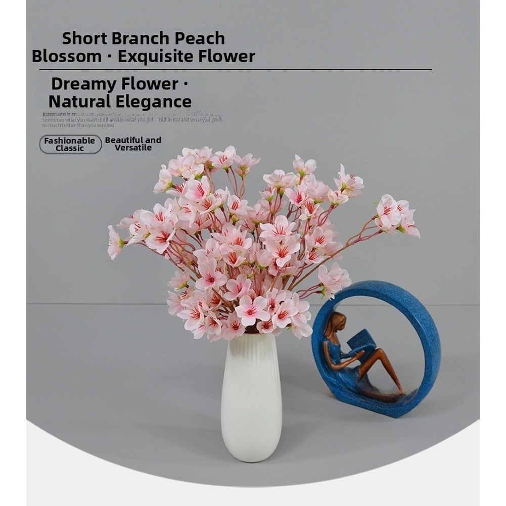 40cm Silk Peach Blossom Branch with 37 Flowers for Wedding Decor Photography