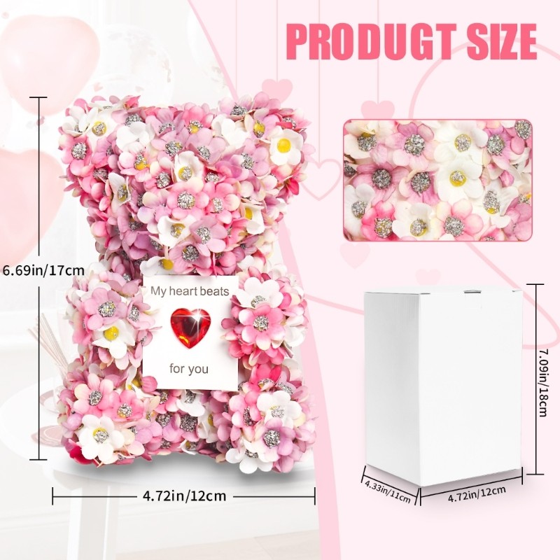 Delicate Faux Flower Bear Display Decoration for Creating a Elegant Atmosphere