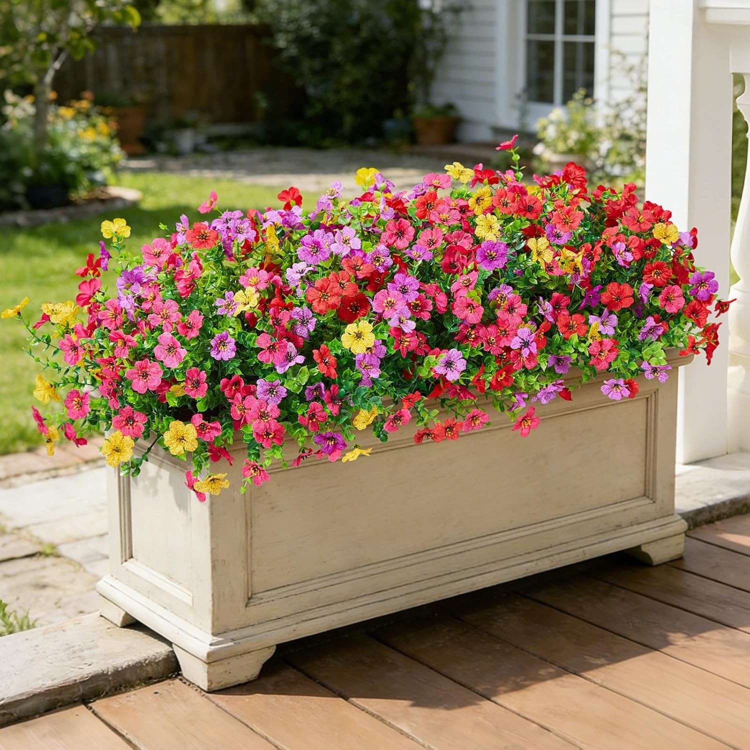 12 Bunches Artificial Silk Daisy, UV Resistant Faux Flowers Outdoor Decor