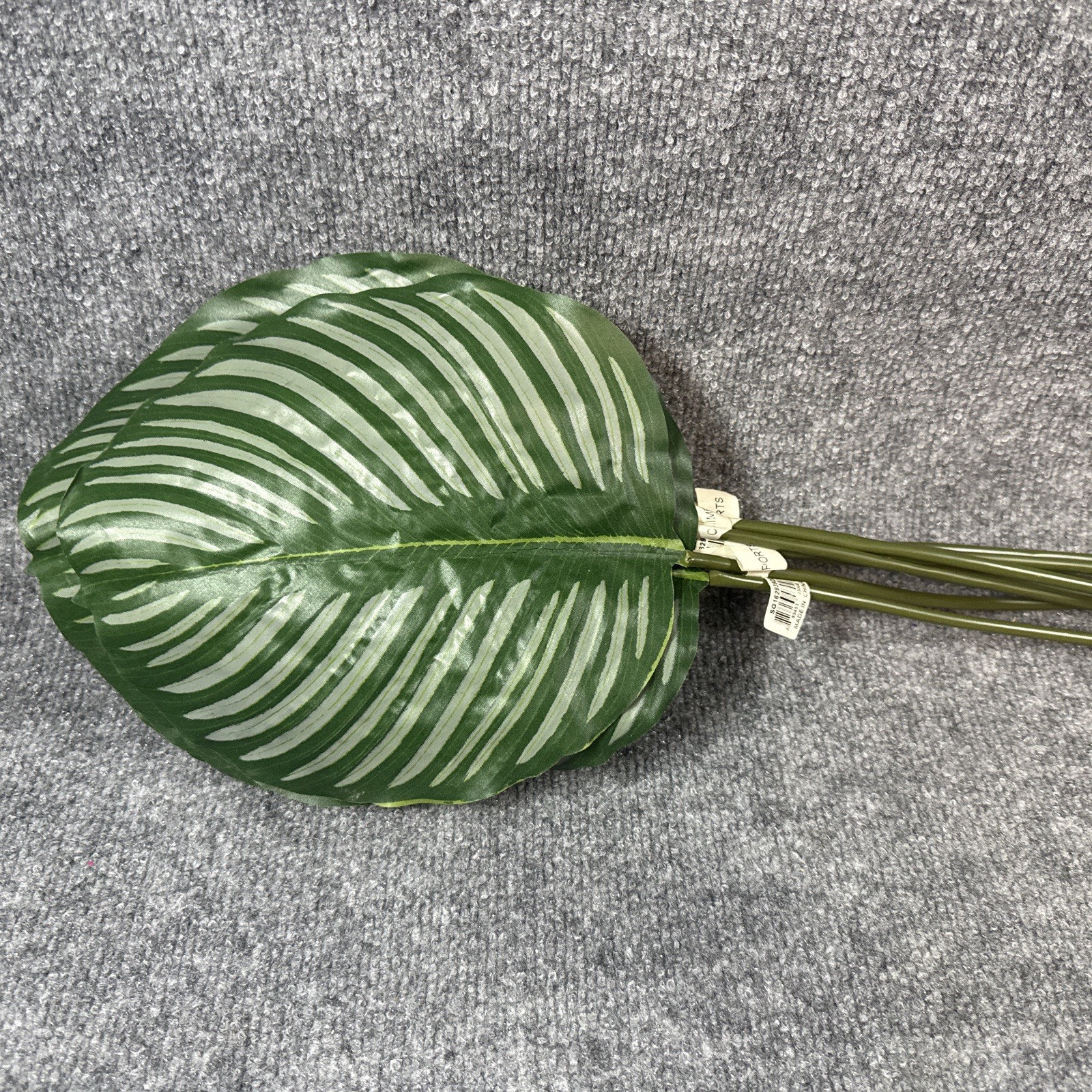 8 Stems Of Synthetic Calathea Leafy Greenery Decoration, Large Striped Leaves