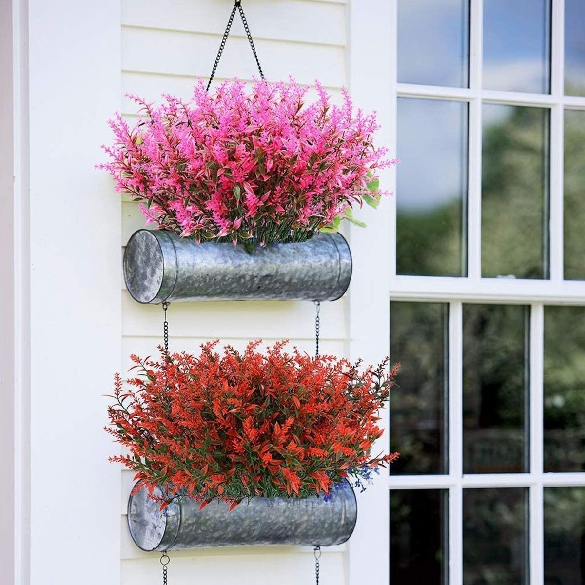 Artificial Flower Fake Plants Decor 16 Bundles Vine Hanging Outdoor Home Garden