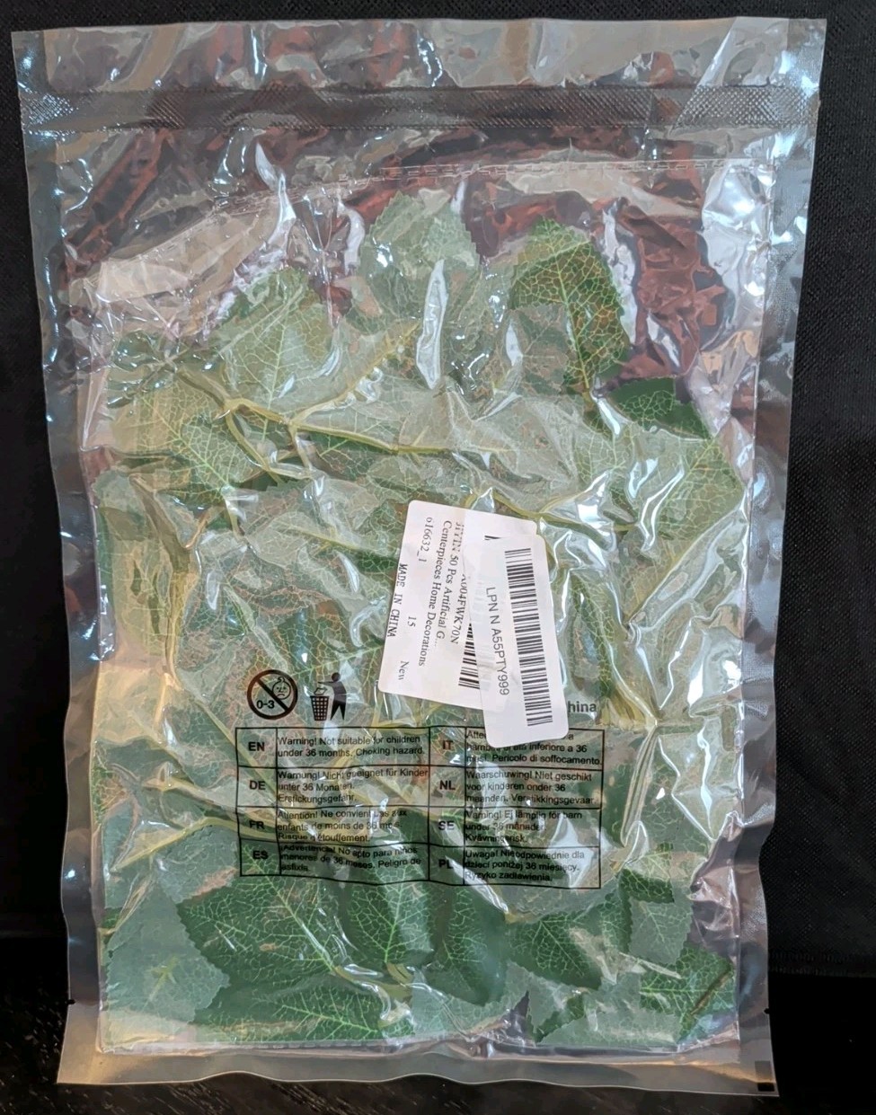 50pc Artificial Green Leaves Fake Rose Leaves Plastic Silk Greenery