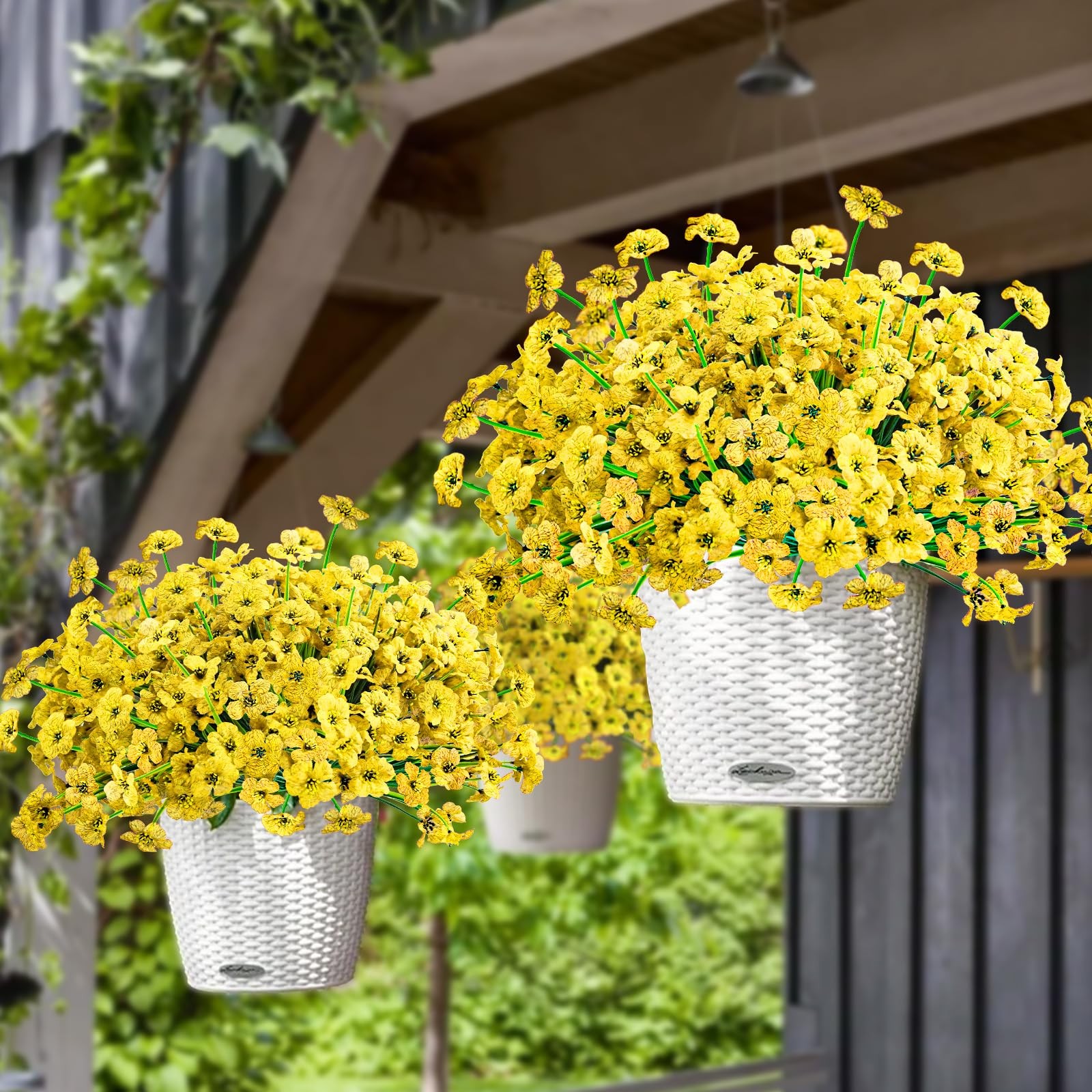 48 Bundles Outdoor Artificial Flowers UV Resistant Fake Silk Flowers Faux Pla…