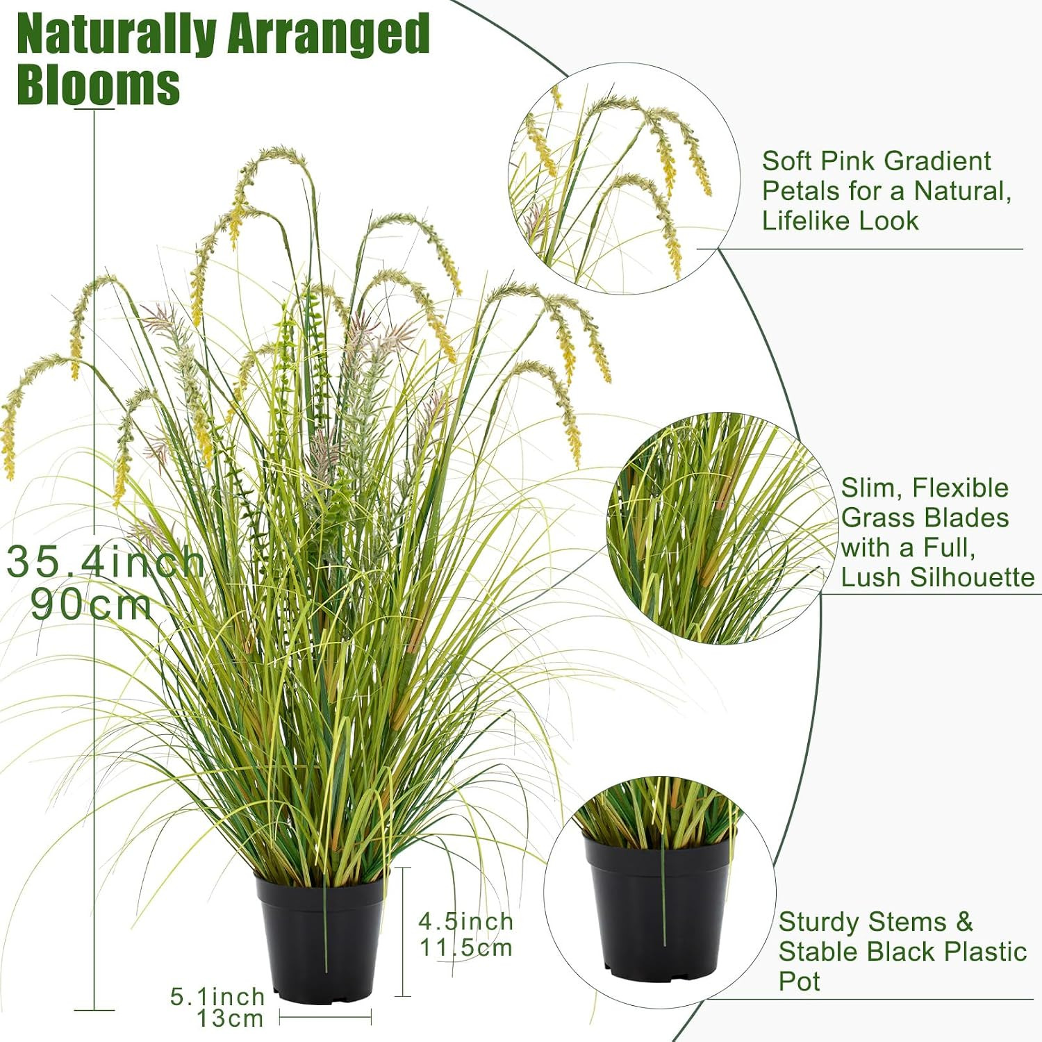 3FT Artificial Reed Grass ,2 Pack Artificial Tall Grass Plants Outdoor Indoor ,F