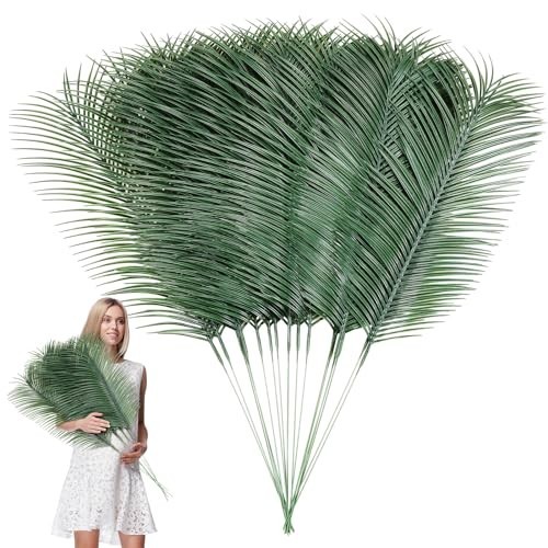 50 Pcs Large Palm Leaves 31″ – Artificial Greenery for Luau, Beach, Safari Parti