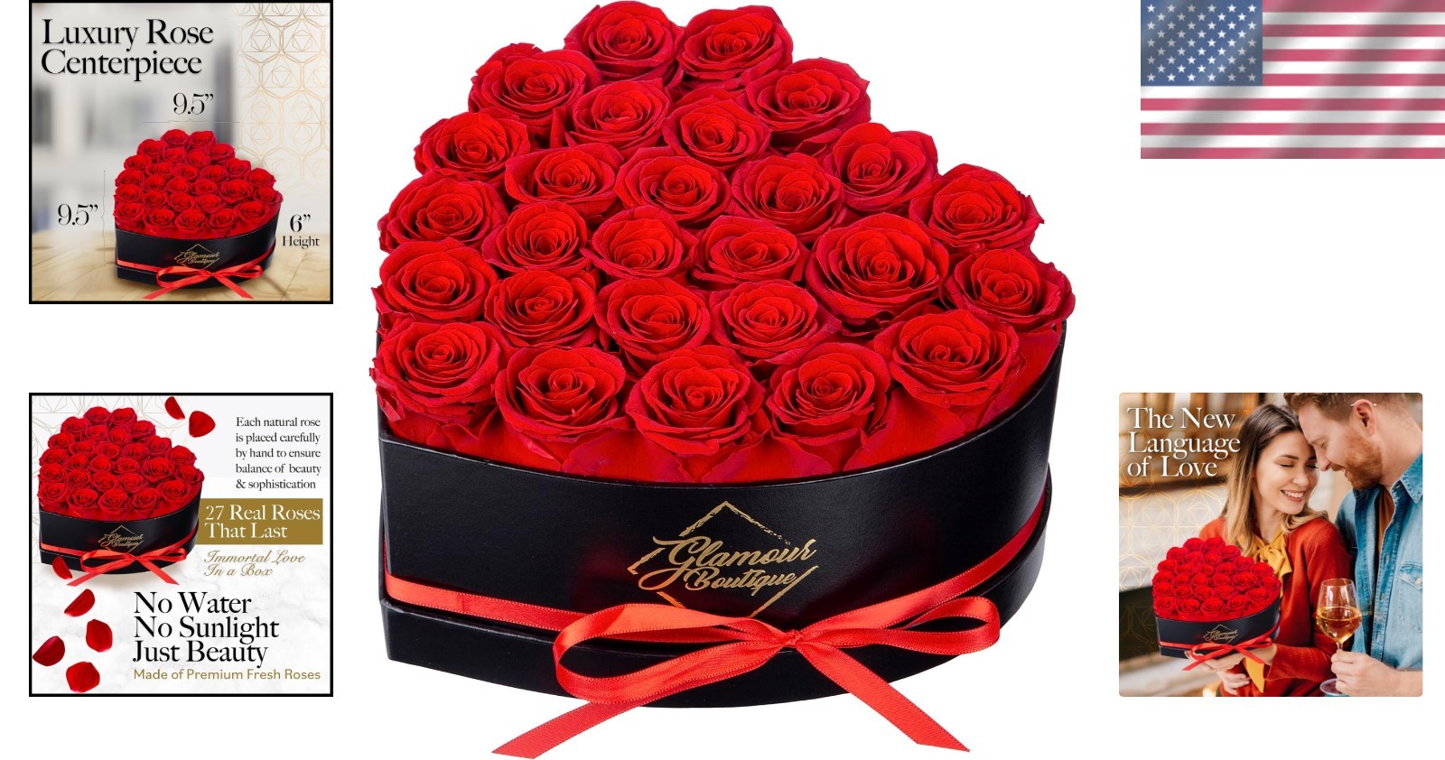 Forever Roses – 27 Red Preserved Roses in Heart-Shaped Box, No Maintenance