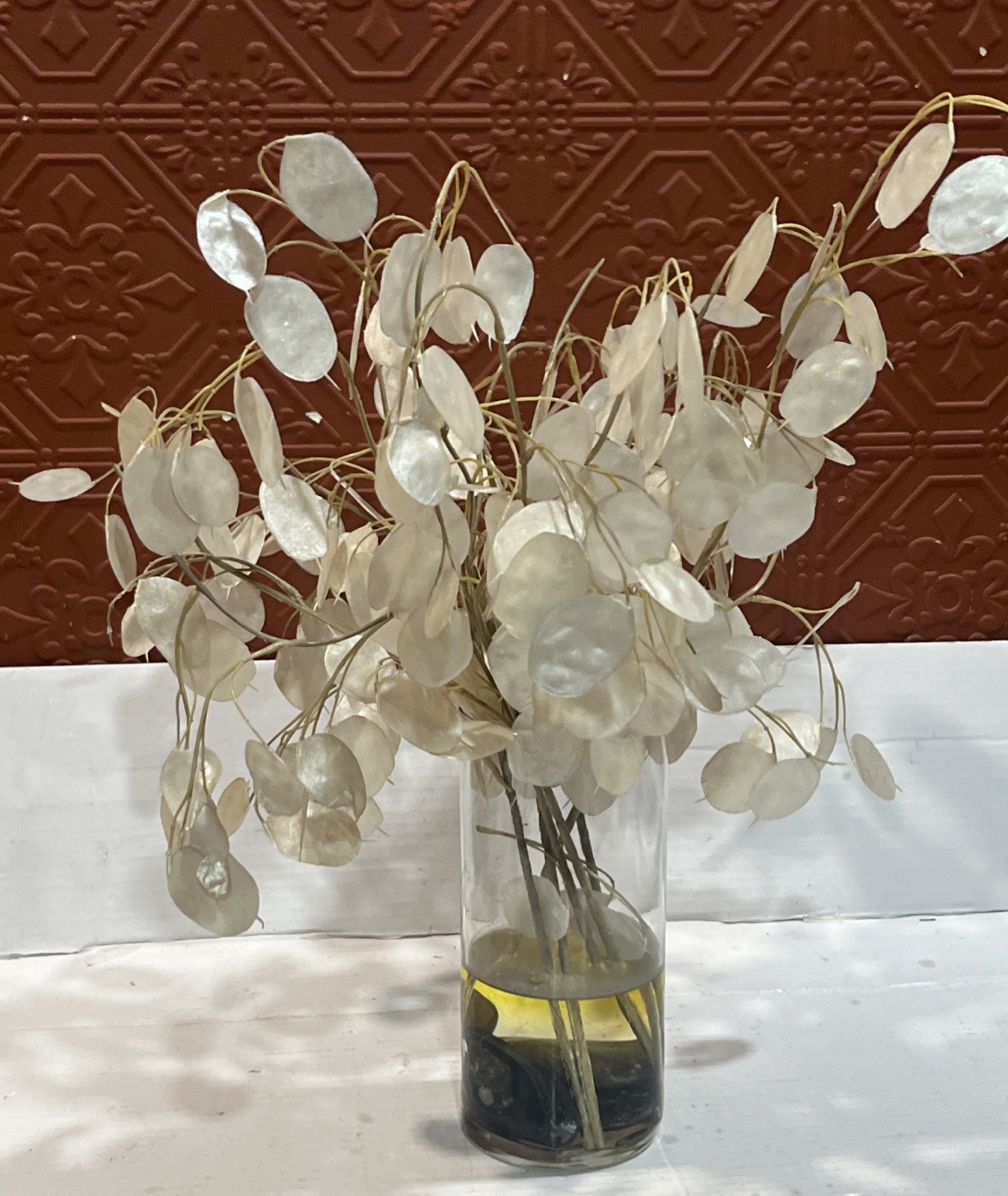 Lunaria Plant Artificial Stems Plant Money Tree In Acrylic Vase Home Decor