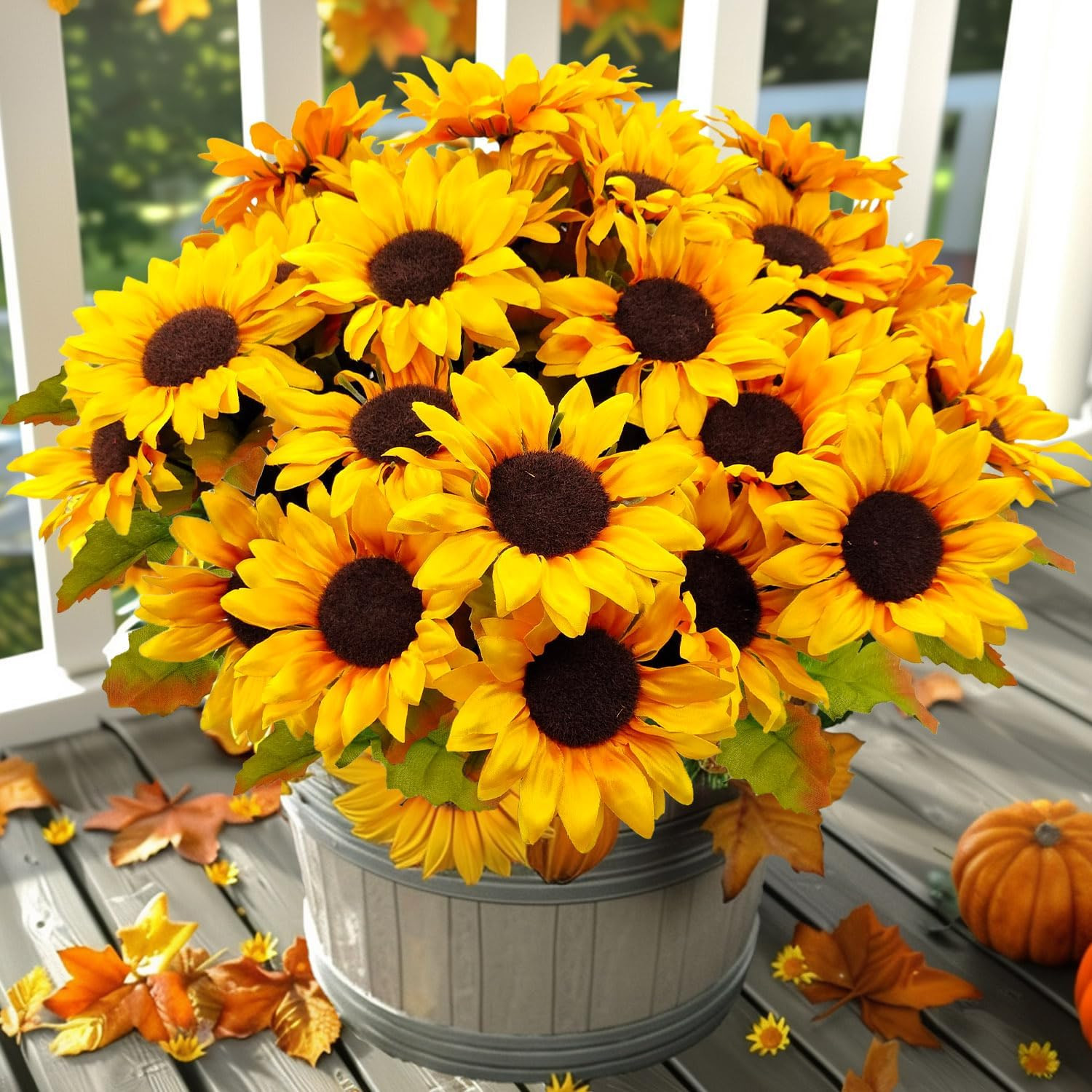 6 Bundles 30 Heads Sunflowers Artificial Flowers Fake Mums Faux Fall Flowers for