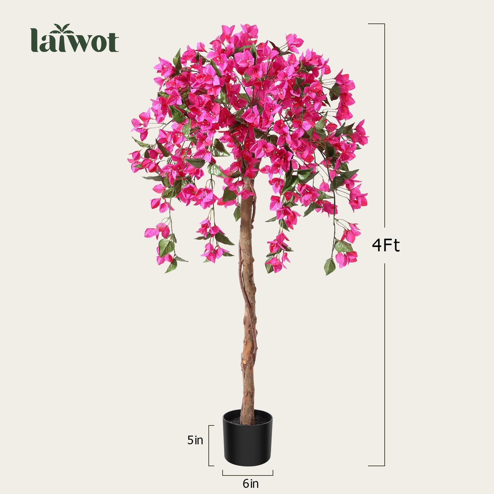 4FT Artificial Tree Tall Potted Fake Bougainvillea Trees for Outdoor Indoor O…