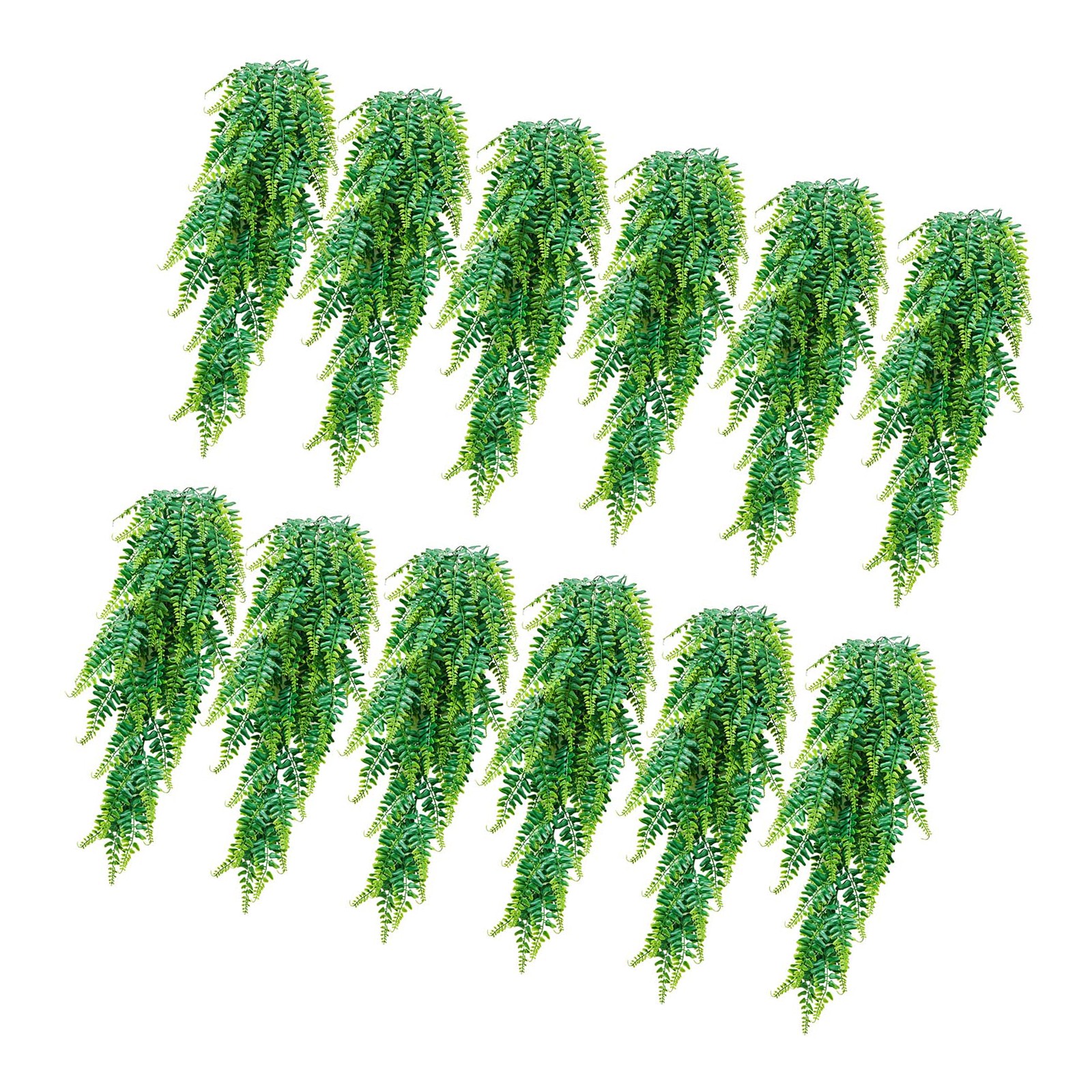 Uimoso 32″ Artificial Hanging Boston Fern Bush for Wall and Event Decor, 12 Pcs