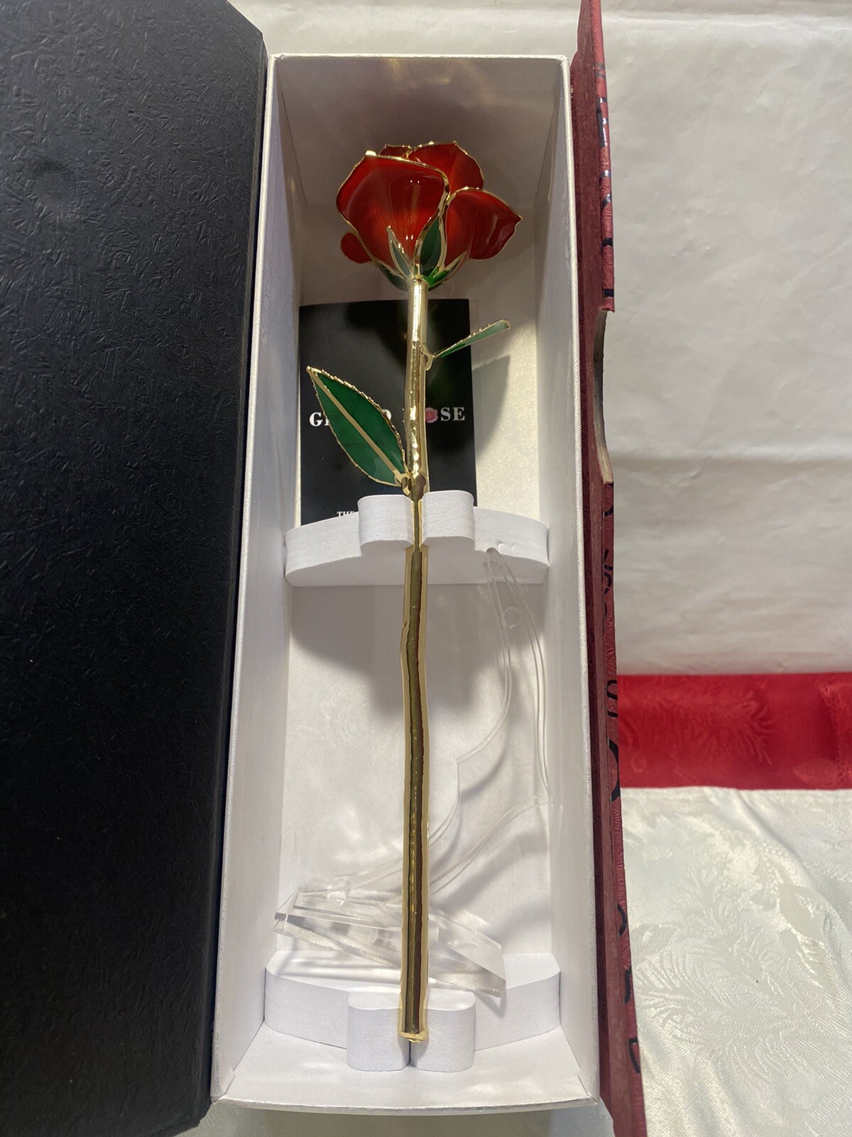 Gilded Rose Red Rose Love Gift Gold Tips Love