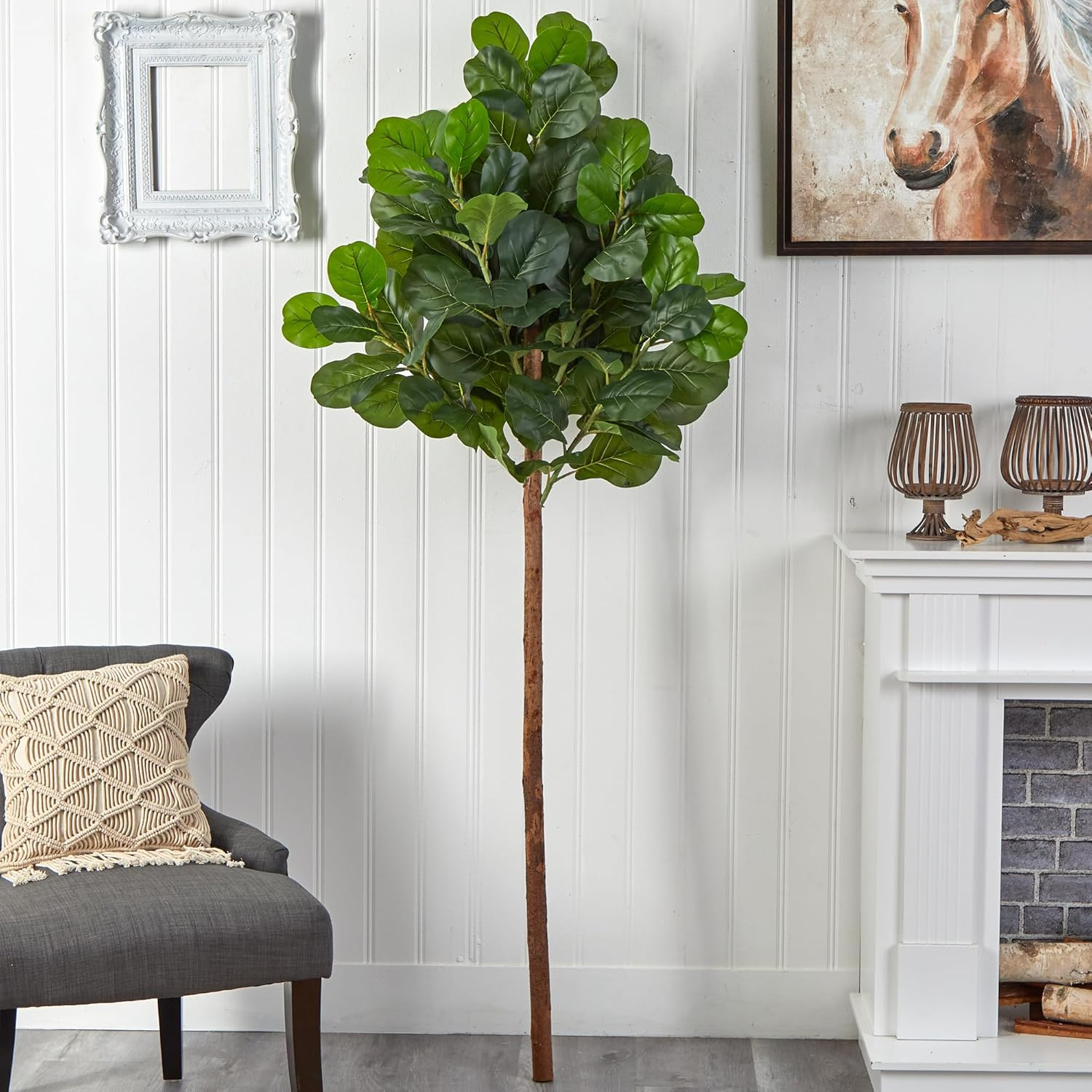 6.5Ft. Artificial Fiddle Leaf Tree – Lifelike Home Decor, No Pot Included
