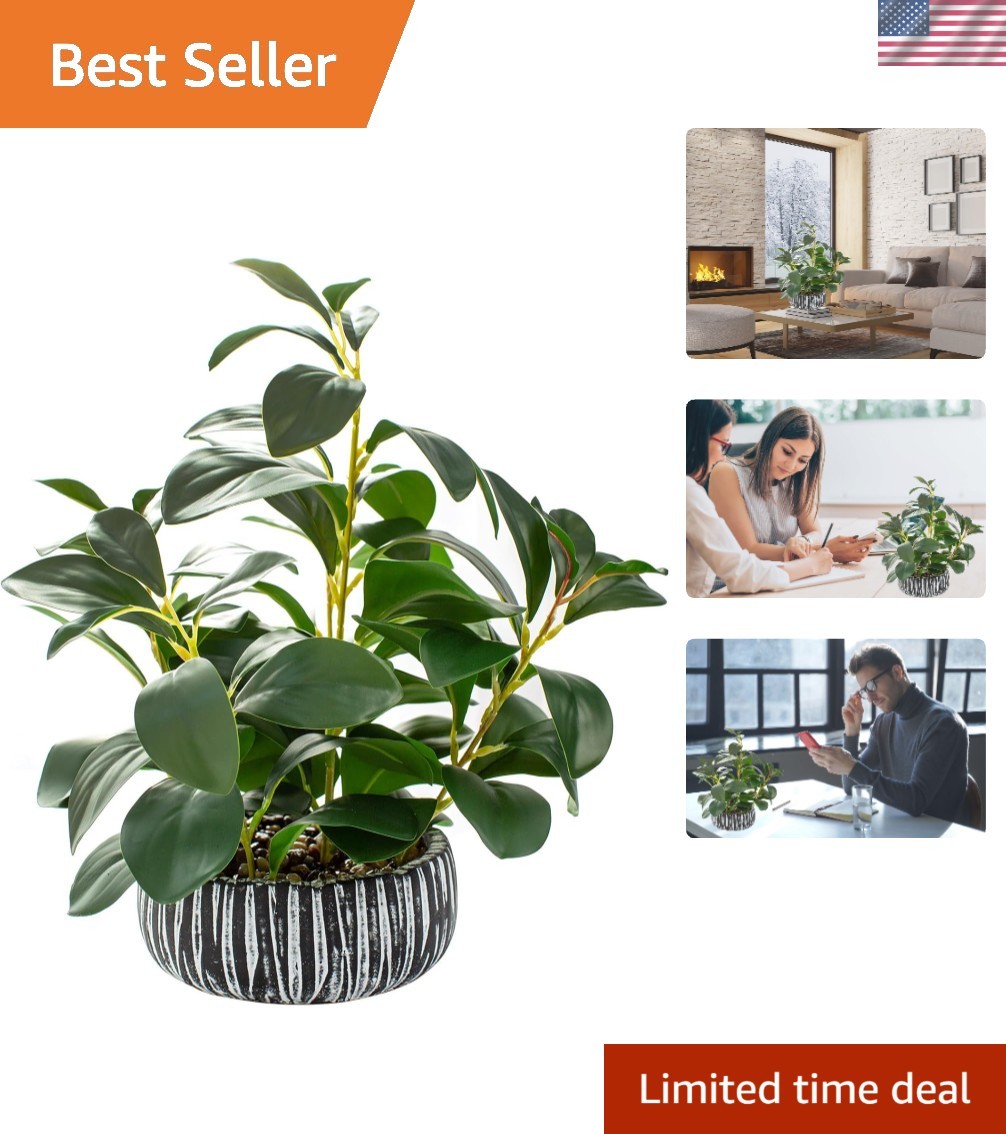 Chic Fake Plant with Rustic Clay Planter – No Watering Needed, Gift-Ready Design