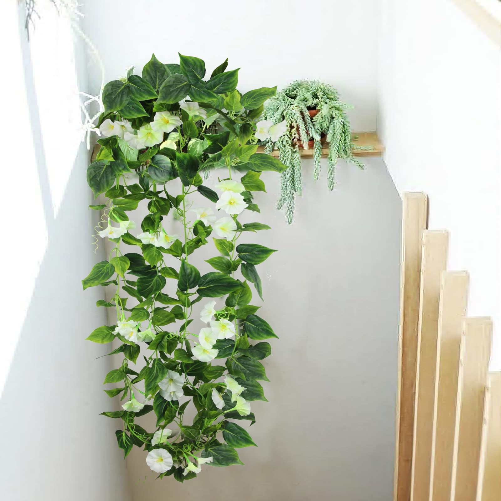 2 Pcs Artificial Vines Silk Morning Glory Vines for Outdoor 15Feet Hanging Pl…