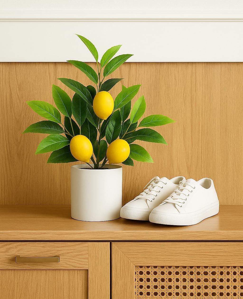 Realistic Small Fake Lemon Tree for Lemon Decor, 14.6 Inches Artificial Lemon…