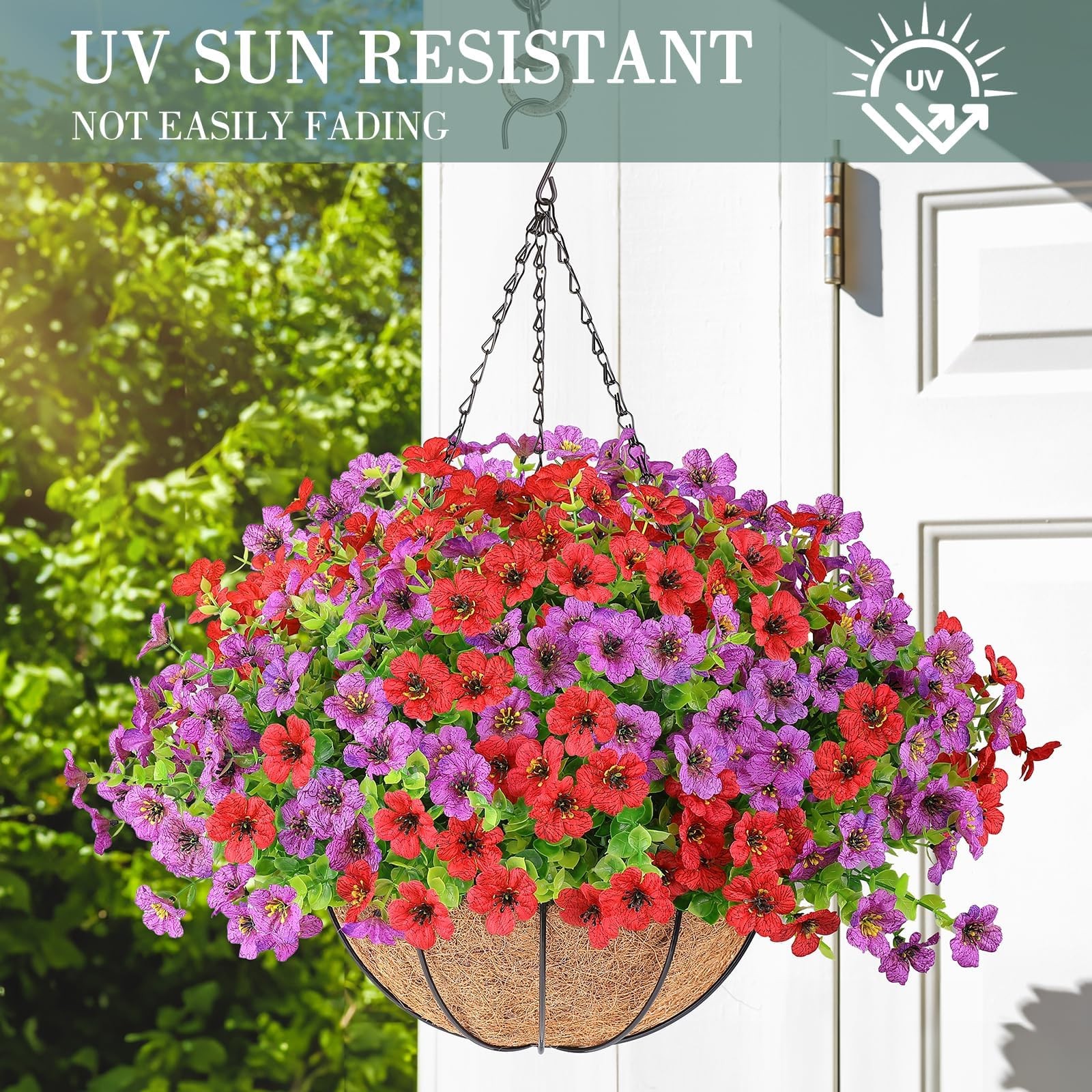 2 Set Artificial Flowers Hanging Plants in Basket,Artificial Hanging Flowers …