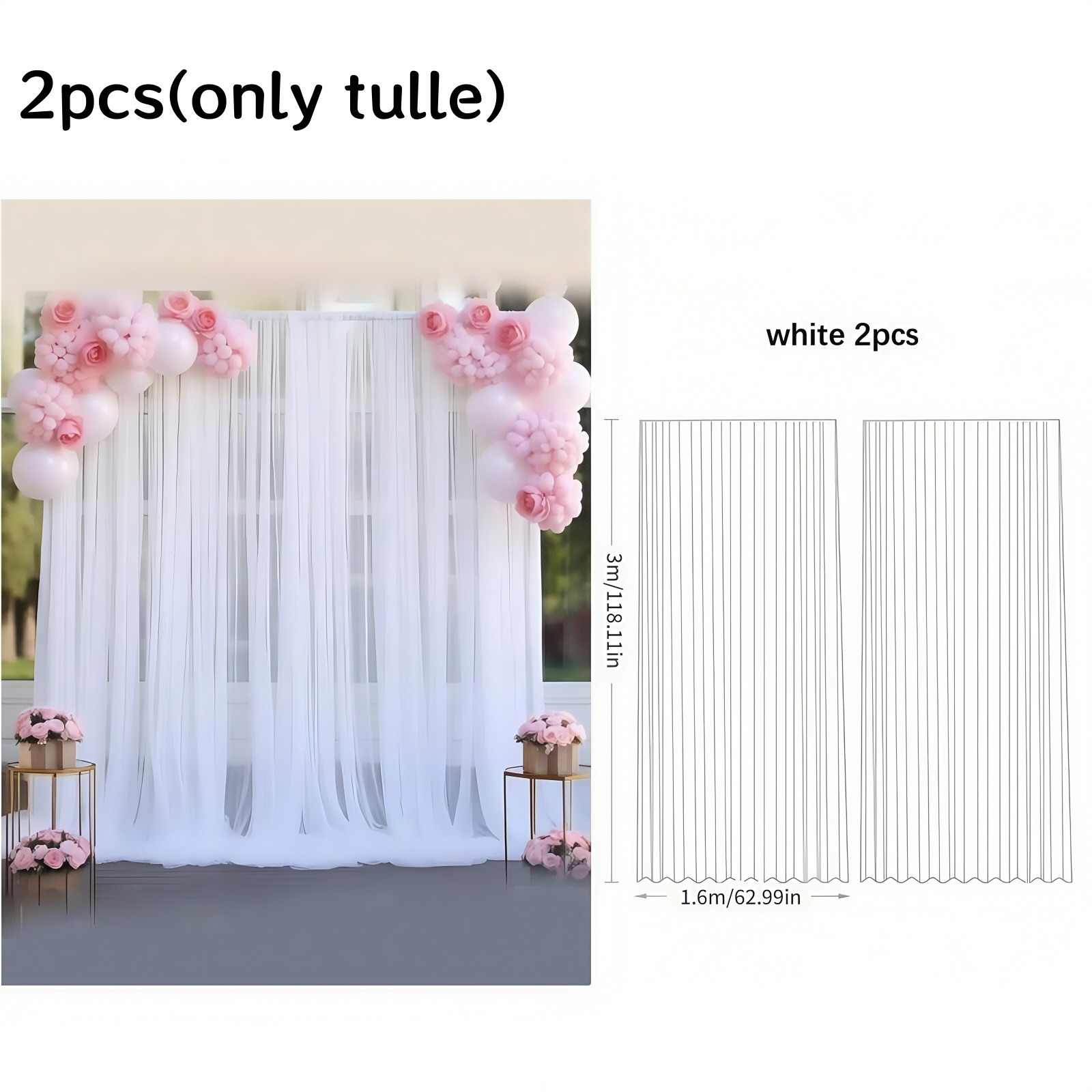 3x3m Tulle Backdrop Curtain Wedding Party Photography Decor