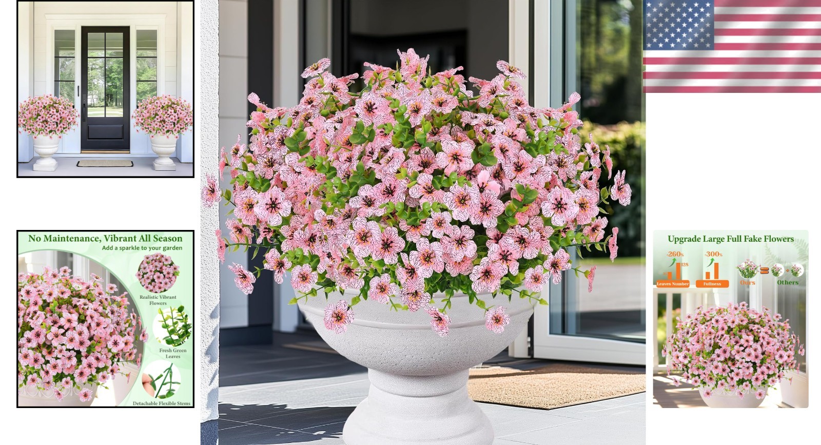 Lifelike 9-Pack Outdoor Faux Flowers – Maintenance-Free Decor for Any Season