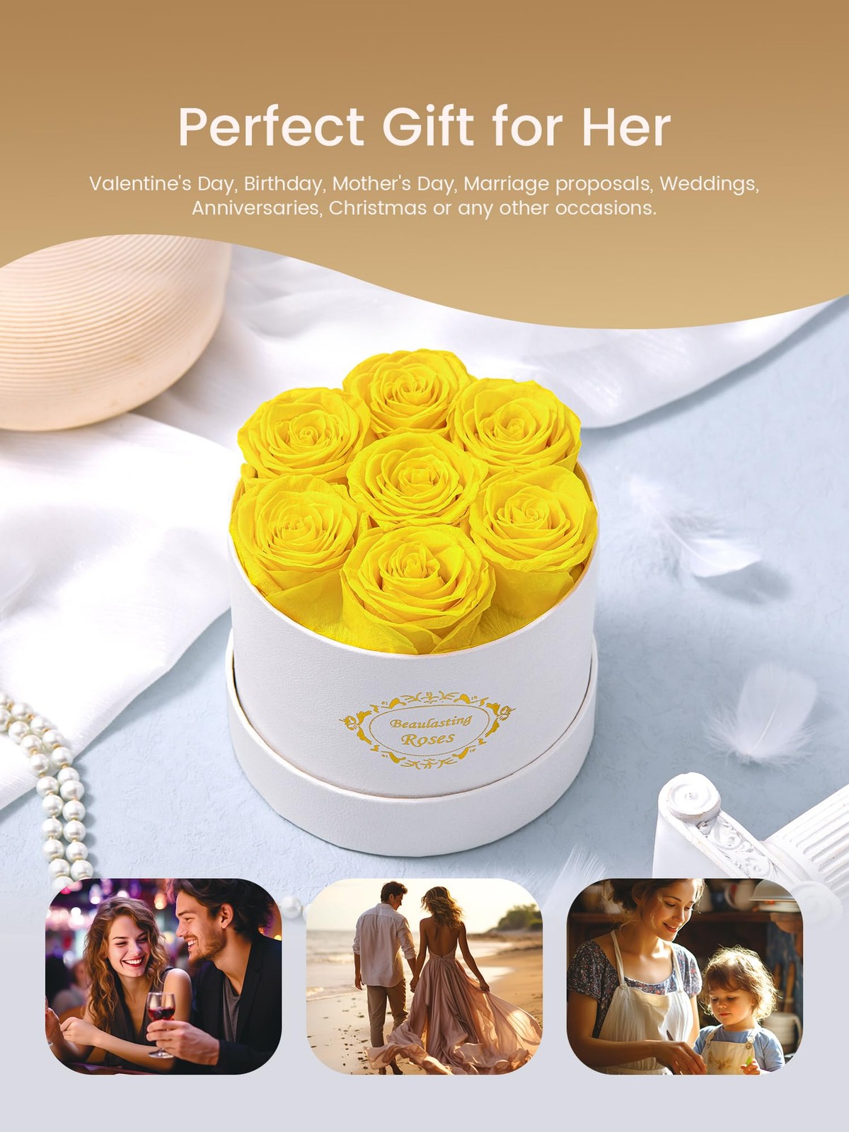 Roses in a Box, Preserved Flowers, Forever Flowers for Delivery Prime