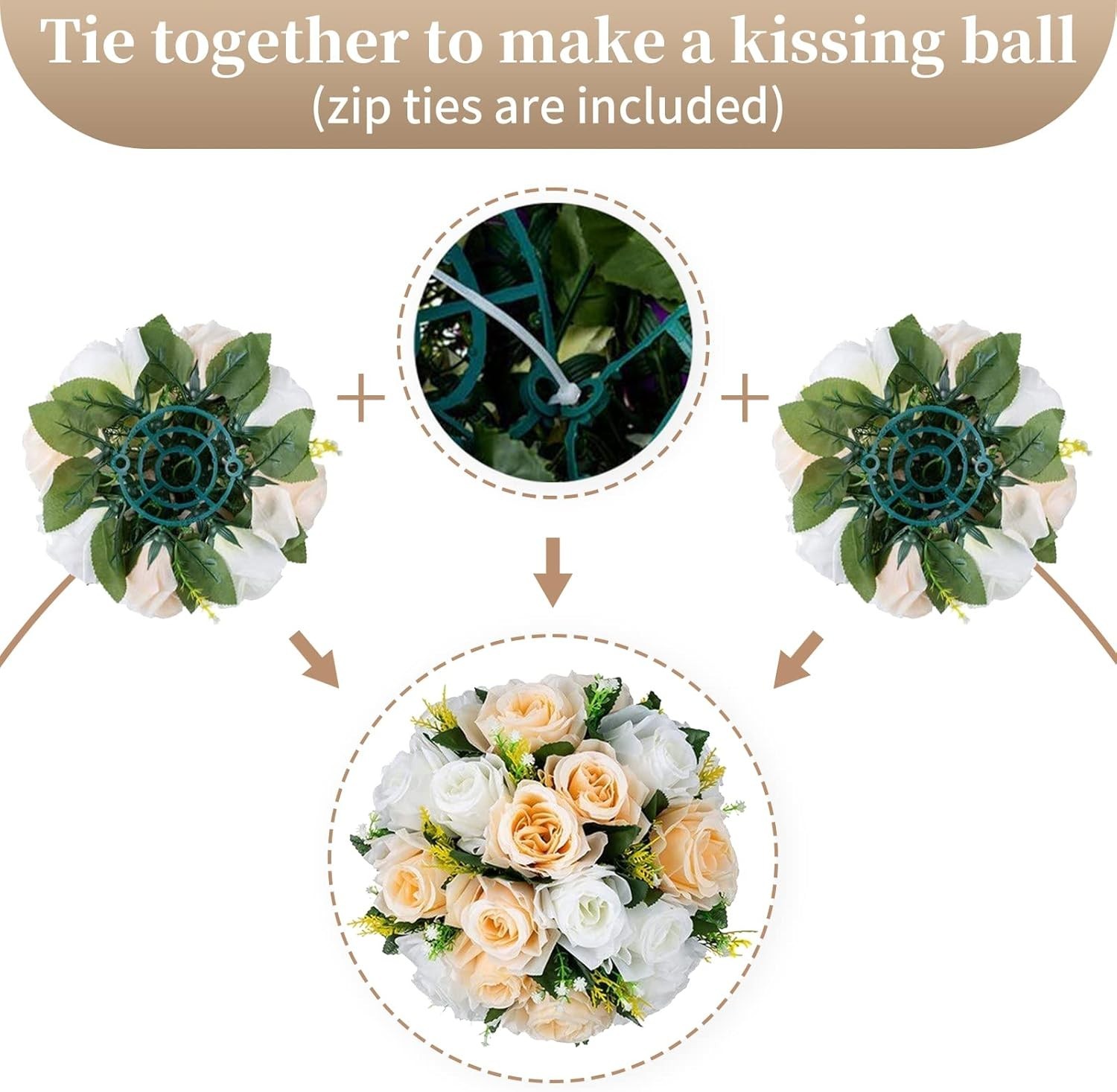 Flower Balls Wedding Rose Centerpieces: 10 Pcs Champagne/White