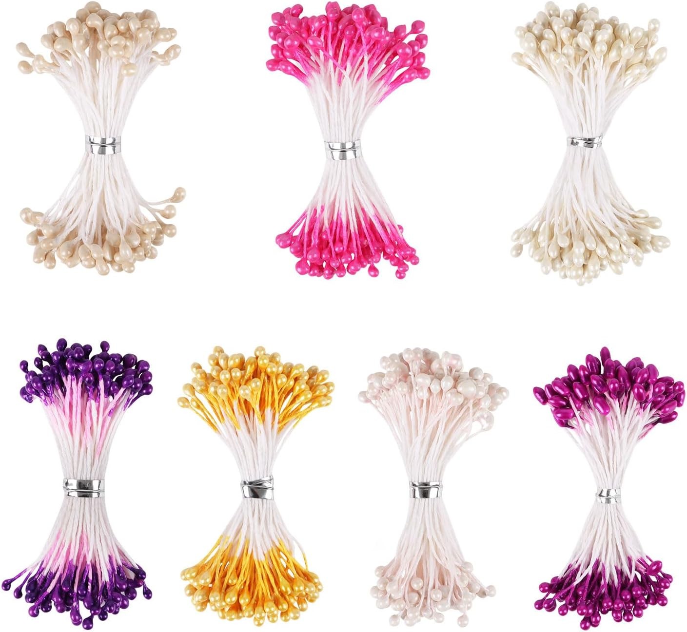560pcs Flower Stamens for Crafts 3mm Artificial Pearl Floral Pistil for Card