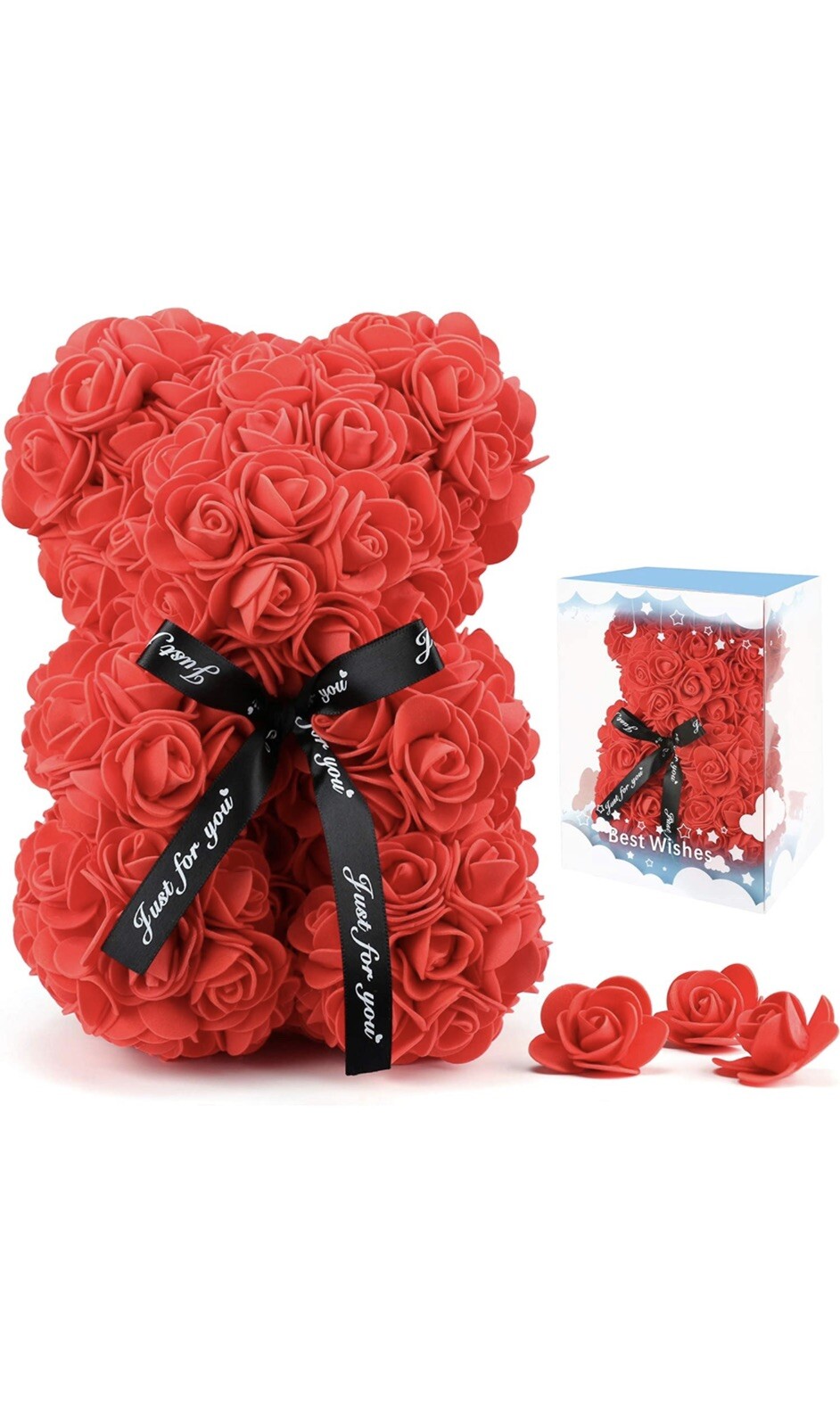 Rose Bear Gifts for Anyone. Flower Teddy Bear Birthday Gift for Mom Girlfriend,