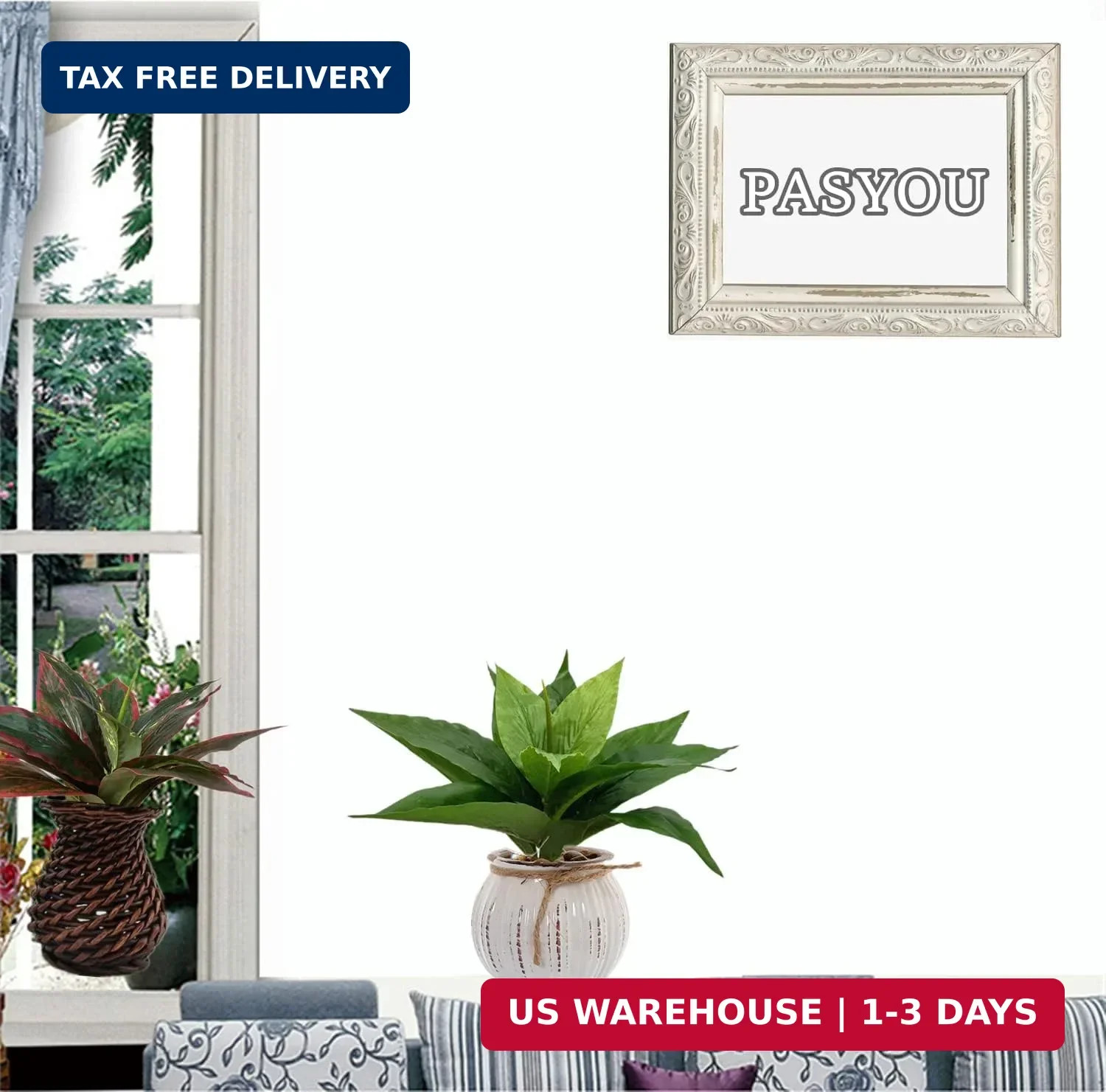 Artificial Agave Fake Plant, 10 Inches Faux Shrubs Bushes Plants for Indoor Outd