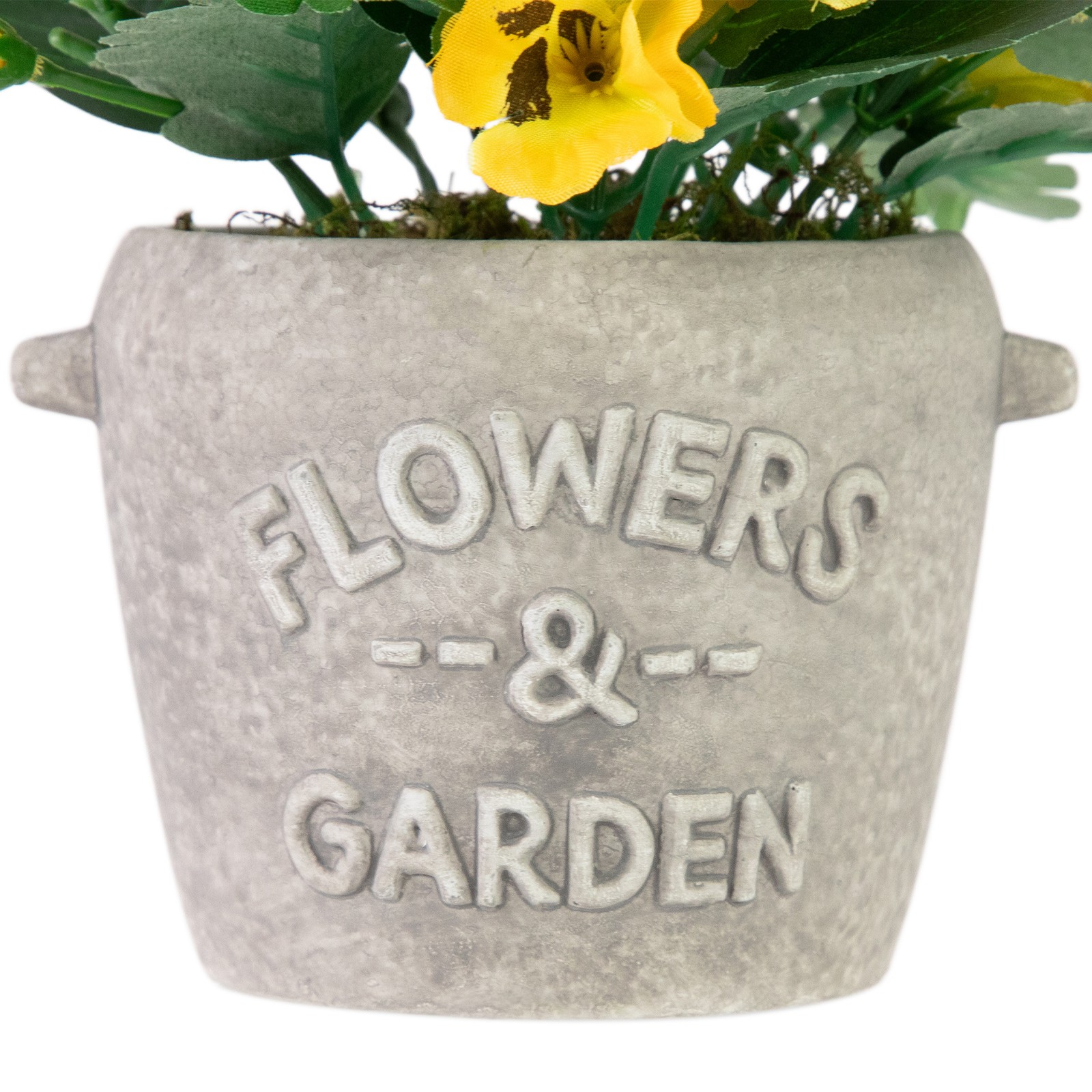 Northlight 7″ Yellow Pansy Floral Arrangement in “Flowers & Garden” Pot