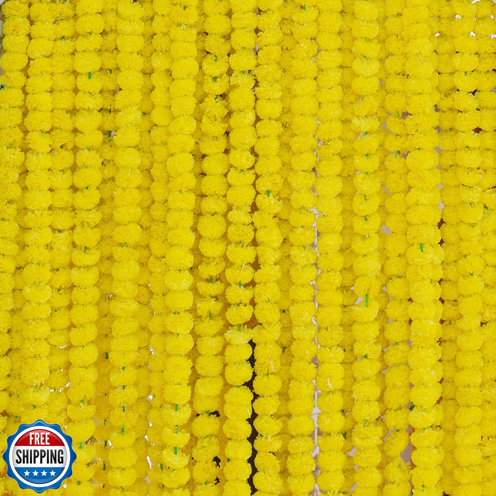 DIYANA IMPEX Marigold Garland for Decoration 10 Pcs of 5 feet Long Strands Ar