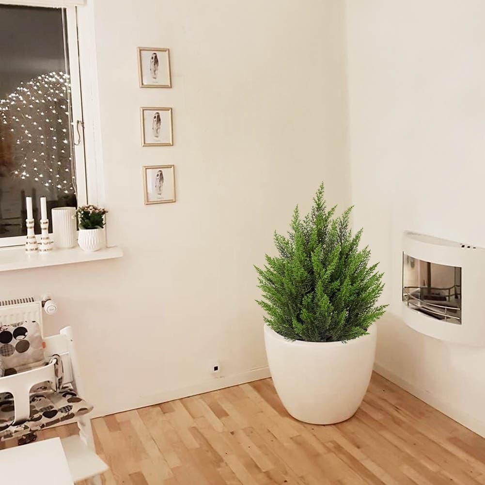 25.6” Outdoor Artificial Cedar Plant, Realistic Cypress Topiary Trees with G…