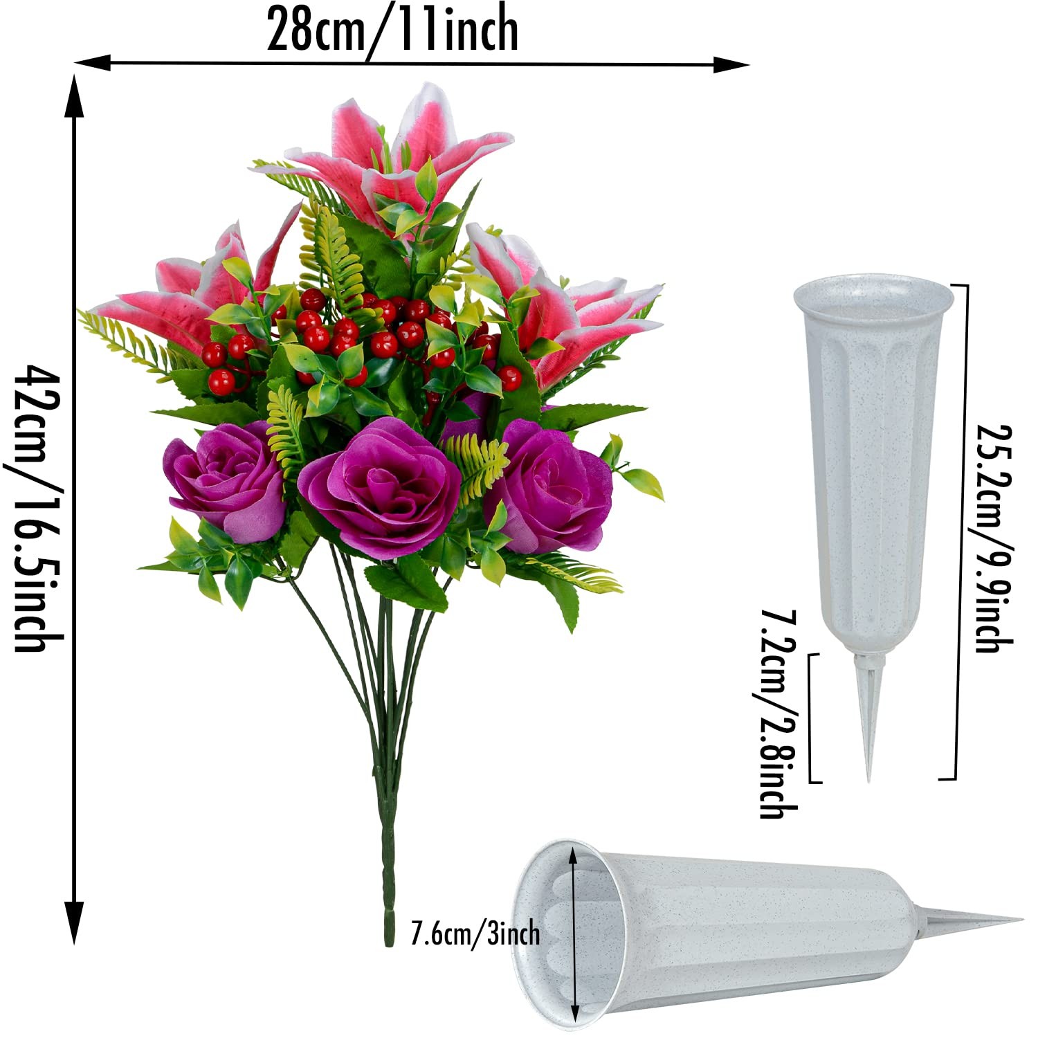 Artificial Cemetery Flower for Grave Set of 4 Artificial Flower Bouquet Memorial