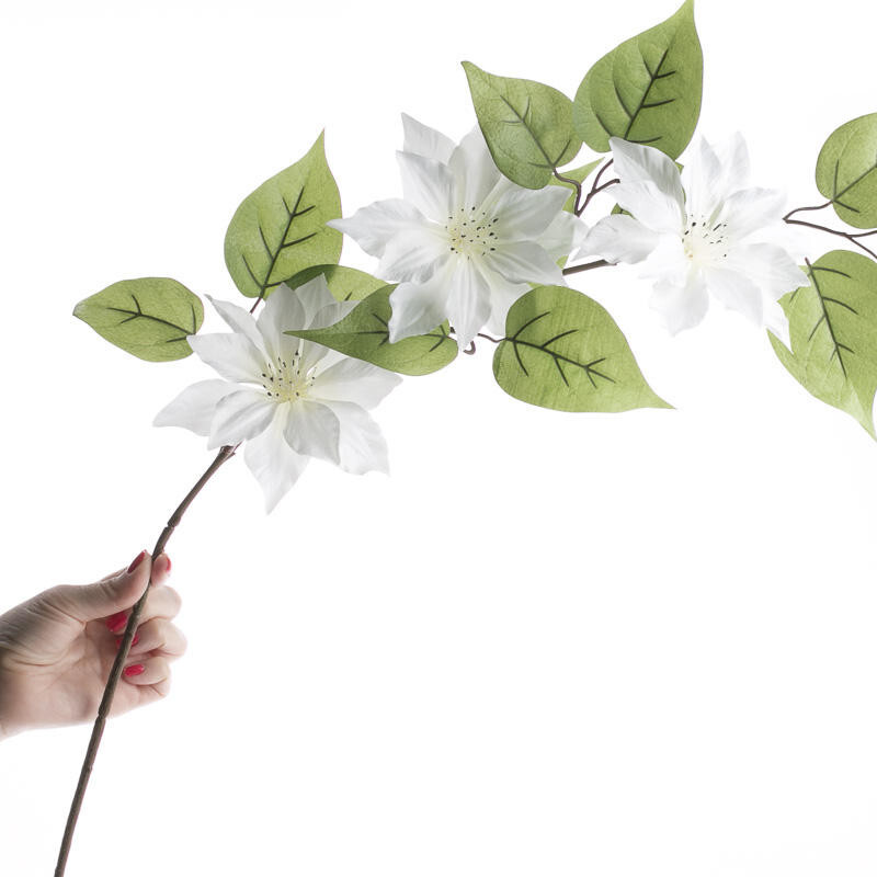 Package of 2 White Artificial Clematis 34″ Floral Sprays