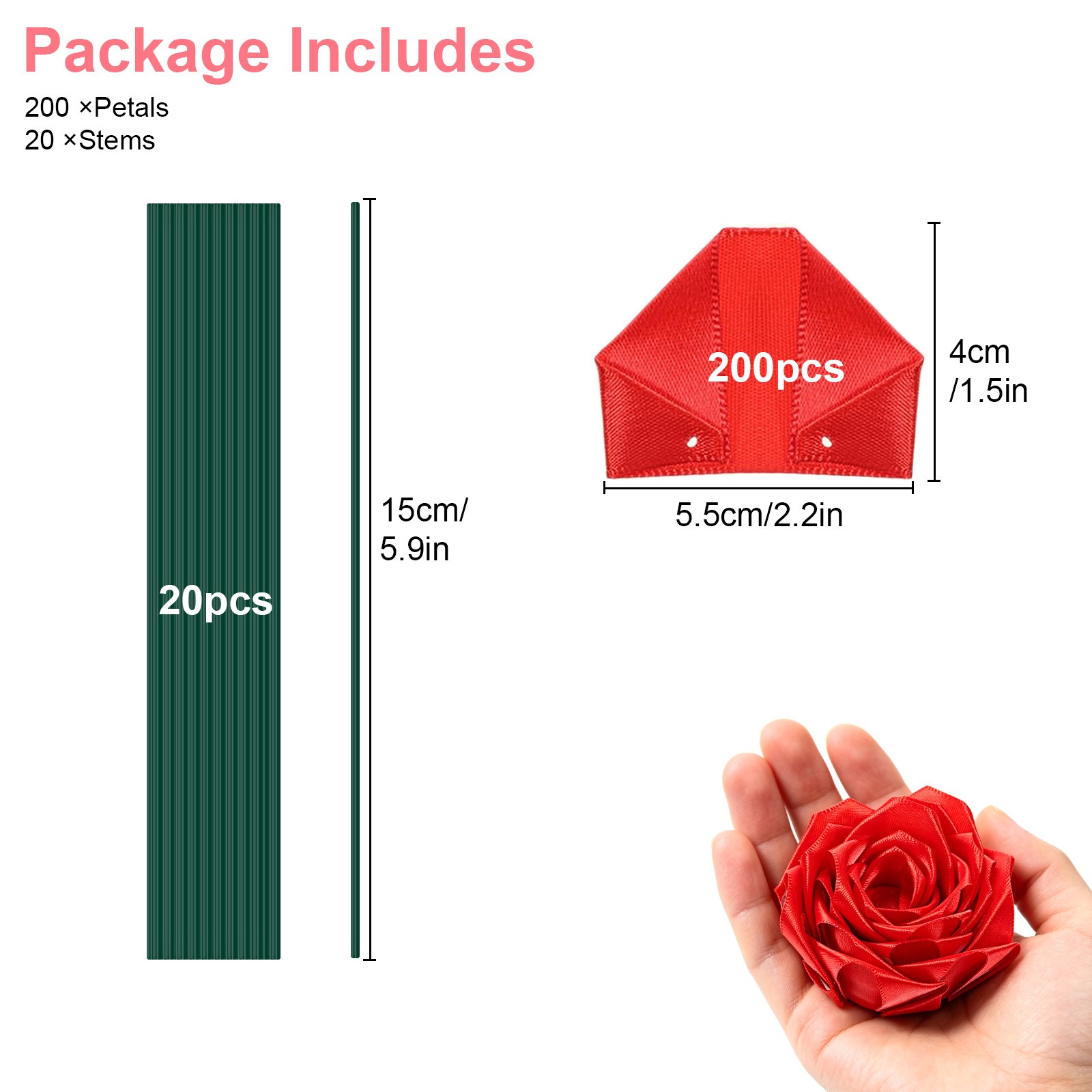 200PCS Artificial Flowers DIY Eternal Rose Kit Satin Petals Wedding Gift Decor