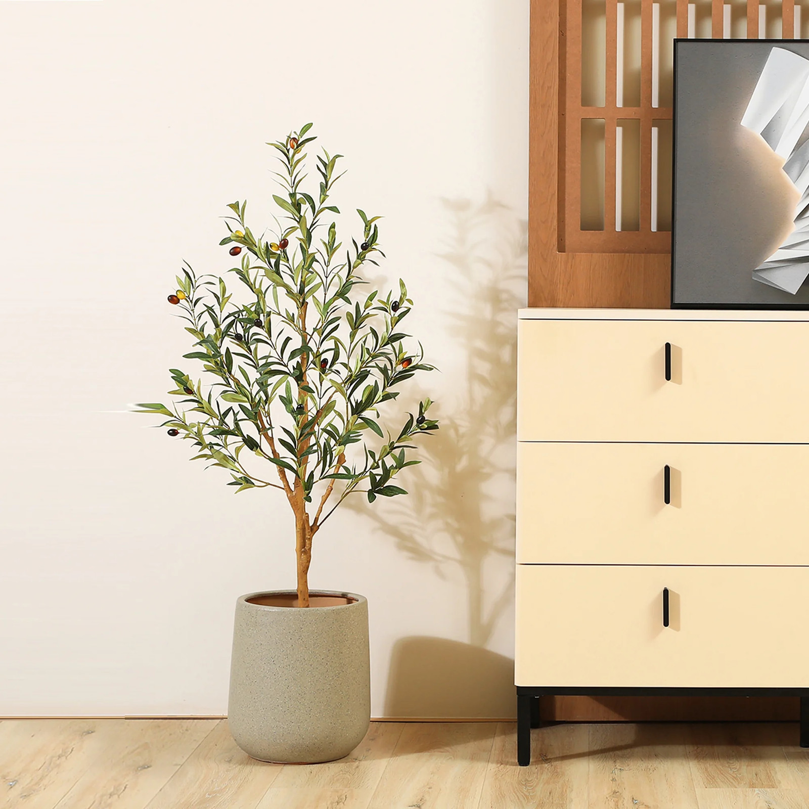 4Ft Artificial Olive Tree Indoor, Faux Olive Tree, Artificial Plants with Natura