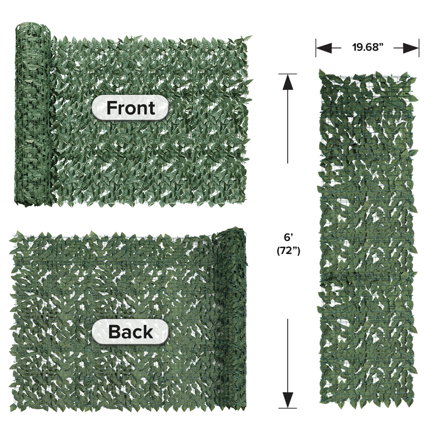 6 x 8FT Faux Dark Laurel Leaf Privacy Fence Panel Fence Screen Roll Hedge Decor