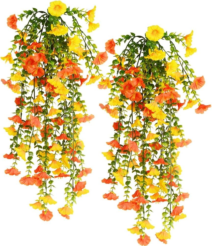 2Pcs Artificial Hanging Fall Plants Fake Hanging Plant Faux Eucalyptus Leaf Gree