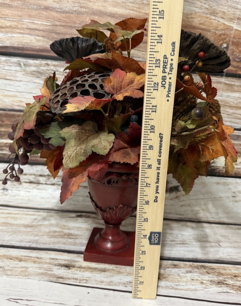 Faux Floral Arrangement Home Decor With Vase 15” Tall Brown Orange