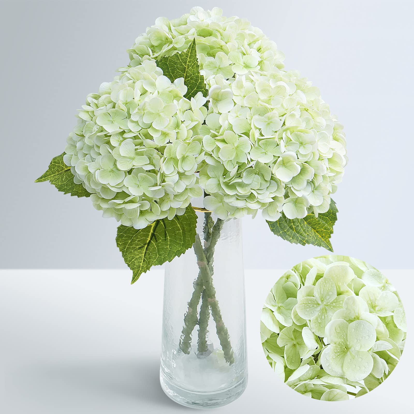 Waipfaru 21″ Real Touch Hydrangea Artificial Flowers with Long Stem & Leaves,…