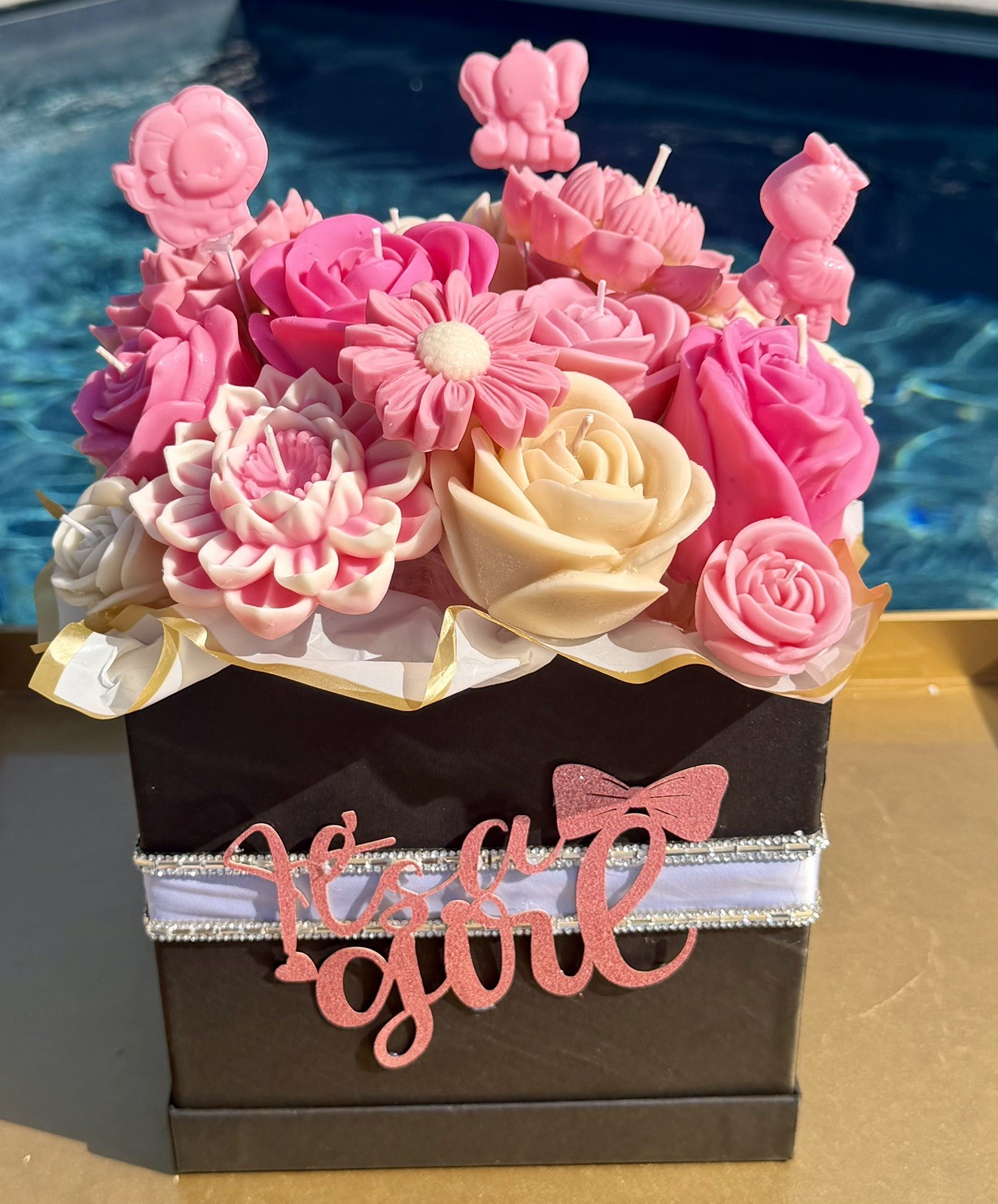 Handmade Scented Candle Bouquet – Luxury Flower Candle Gift Box- It’s A Girl