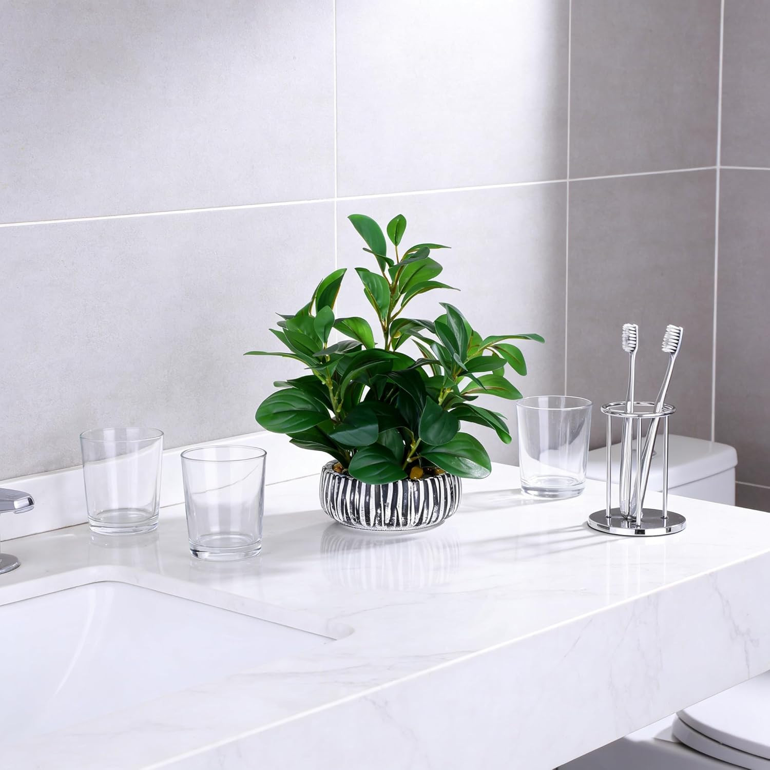 Realistic Faux Potted Plant for Home Office & Living Room Decor, Low-Maintenance