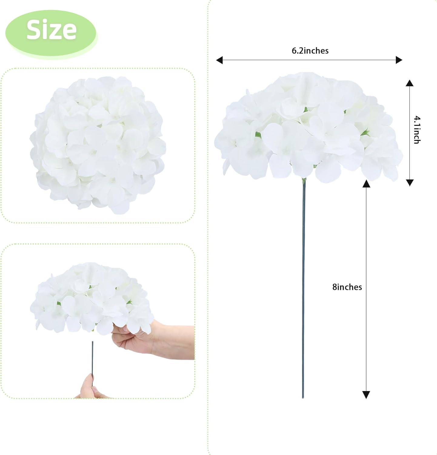 100PCS White Hydrangea Artificial Flowers for Wedding Home Decor Centerpieces
