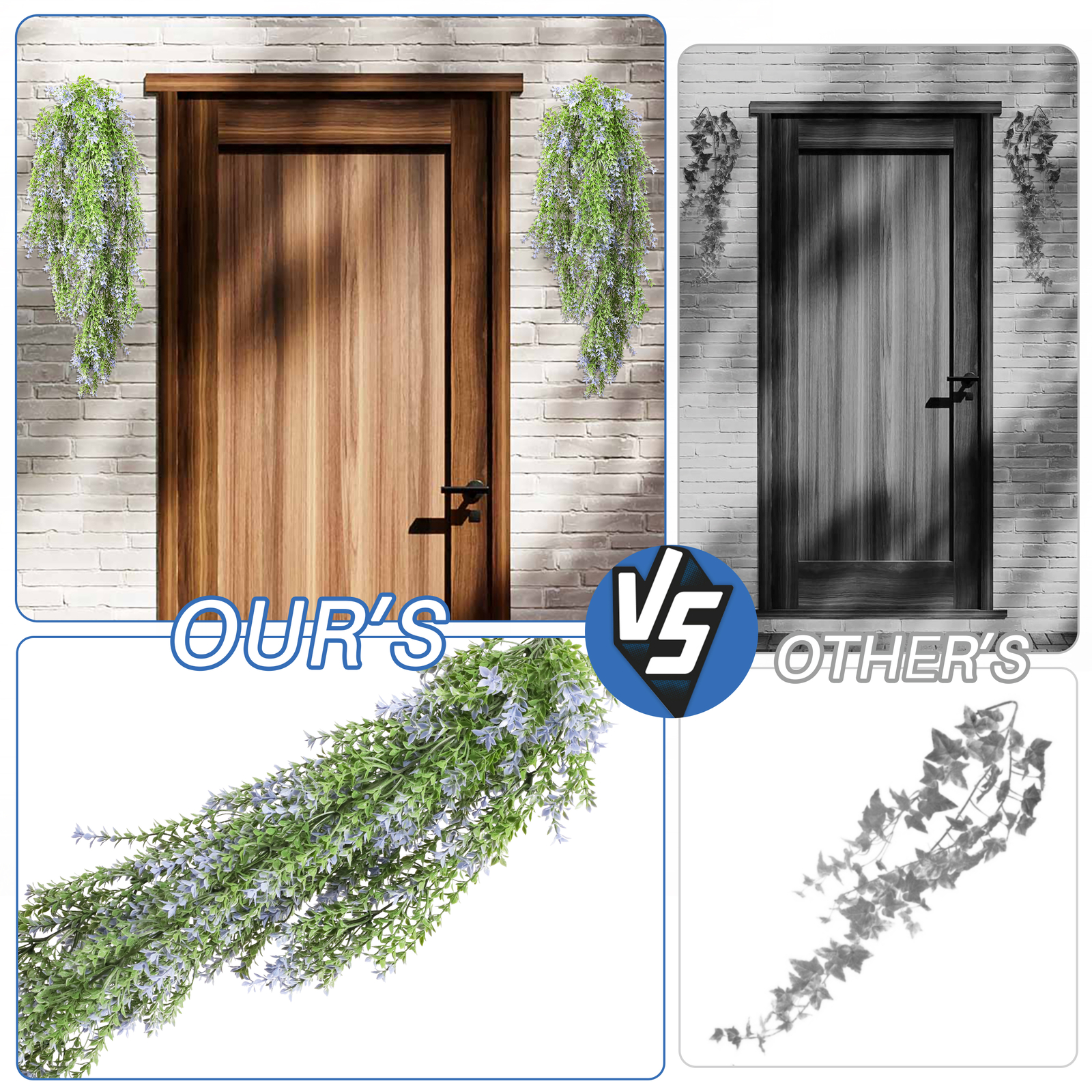 Artificial Blue Flowers Fake Plant Branches Hanging Decor Outdoor Wedding Home