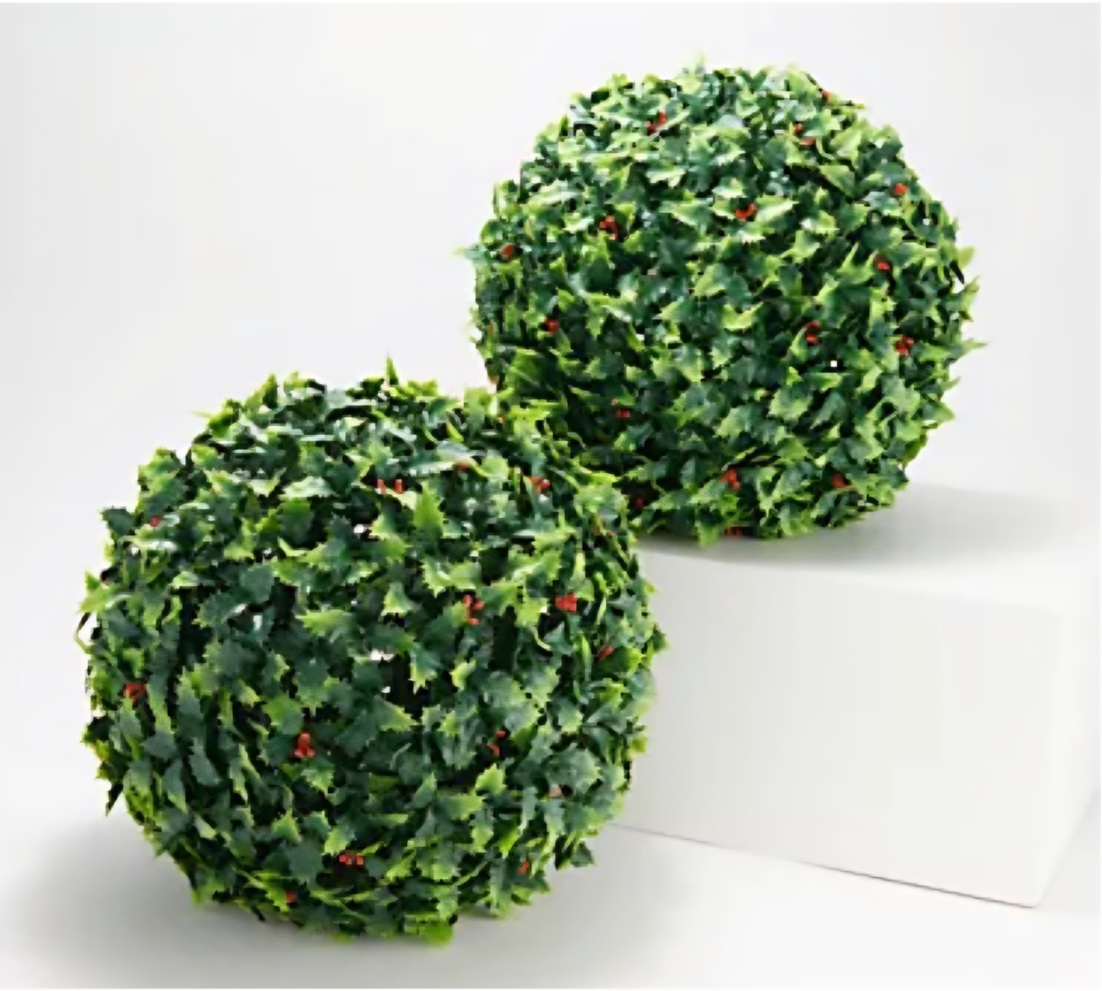 2 Wicker Park 13″ Holly Leaf Spheres Faux Flower Indoor Outdoor Garden NIOB