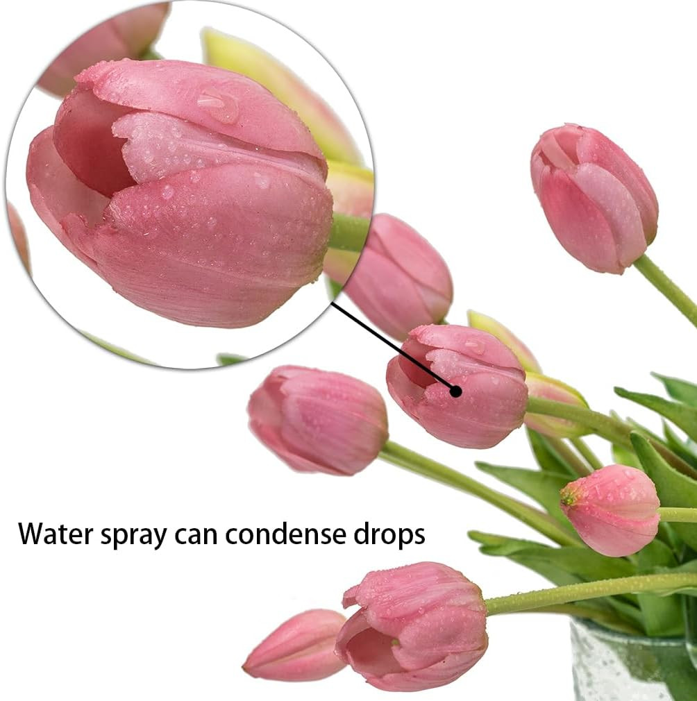 40Pcs Artificial Tulips Flowers, Soft Touch Realistic Latex Tulips Bouquet for H